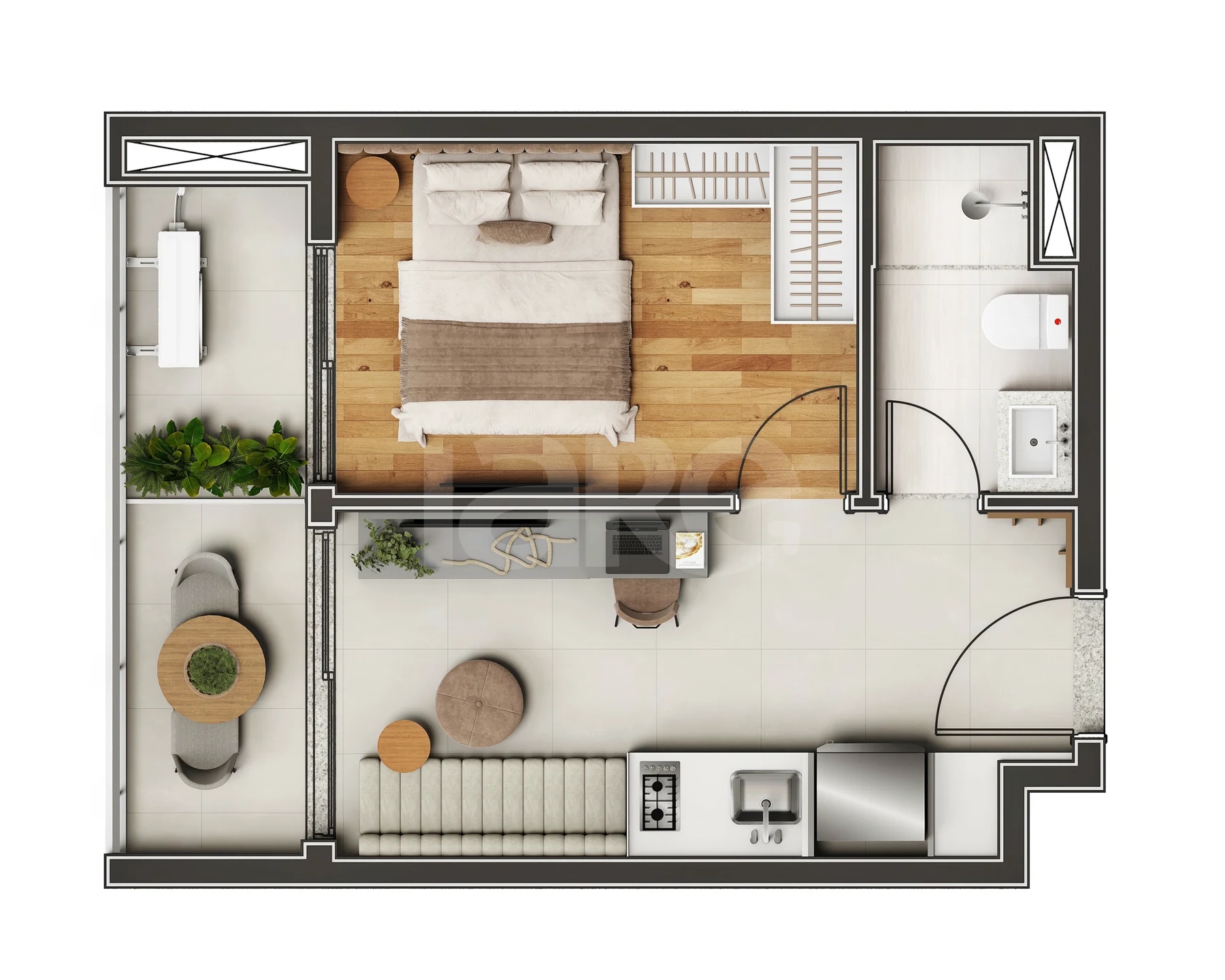 Planta — Studio 33 m²