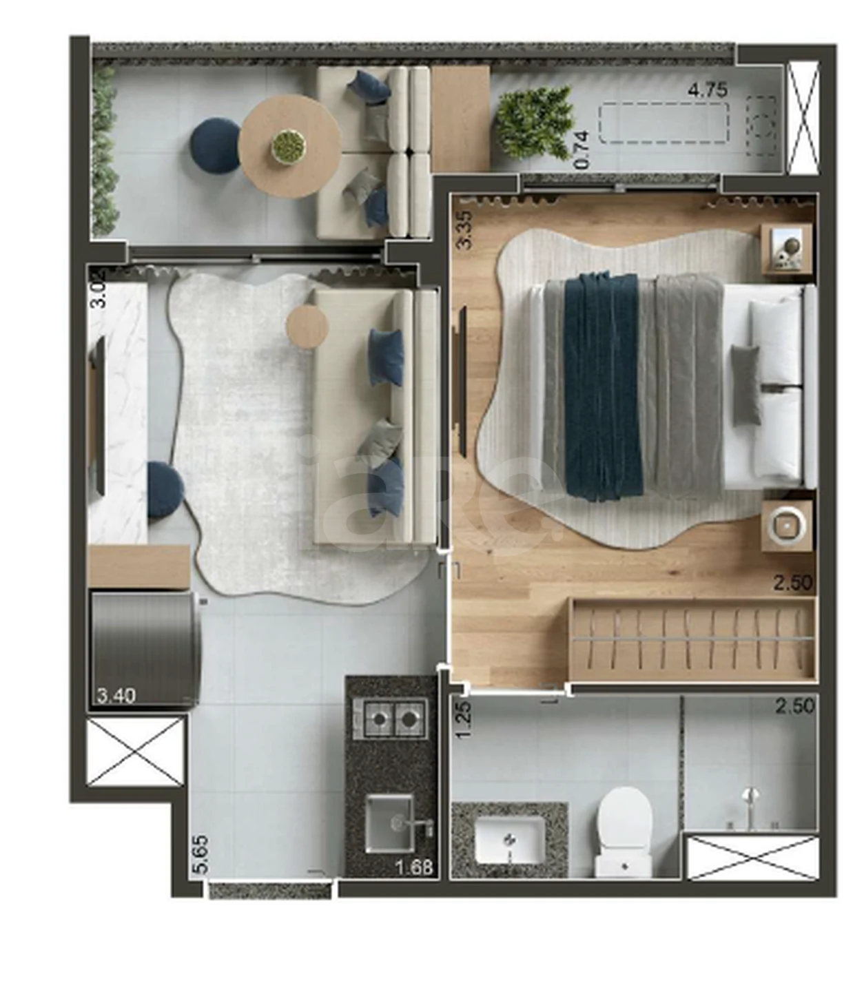 Planta — Apartamento 29,55 m²