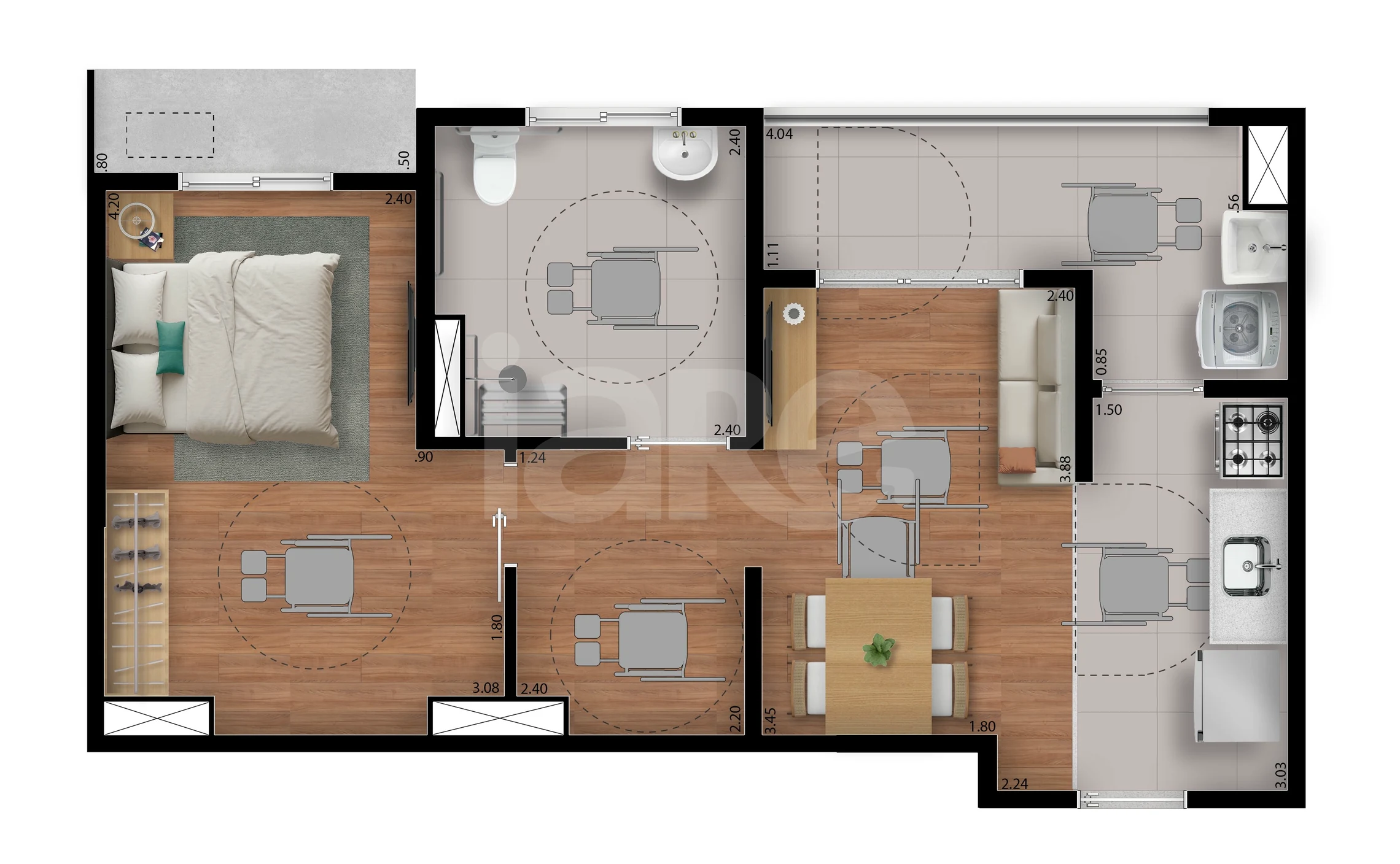 Planta — Apartamento 48,3 m²