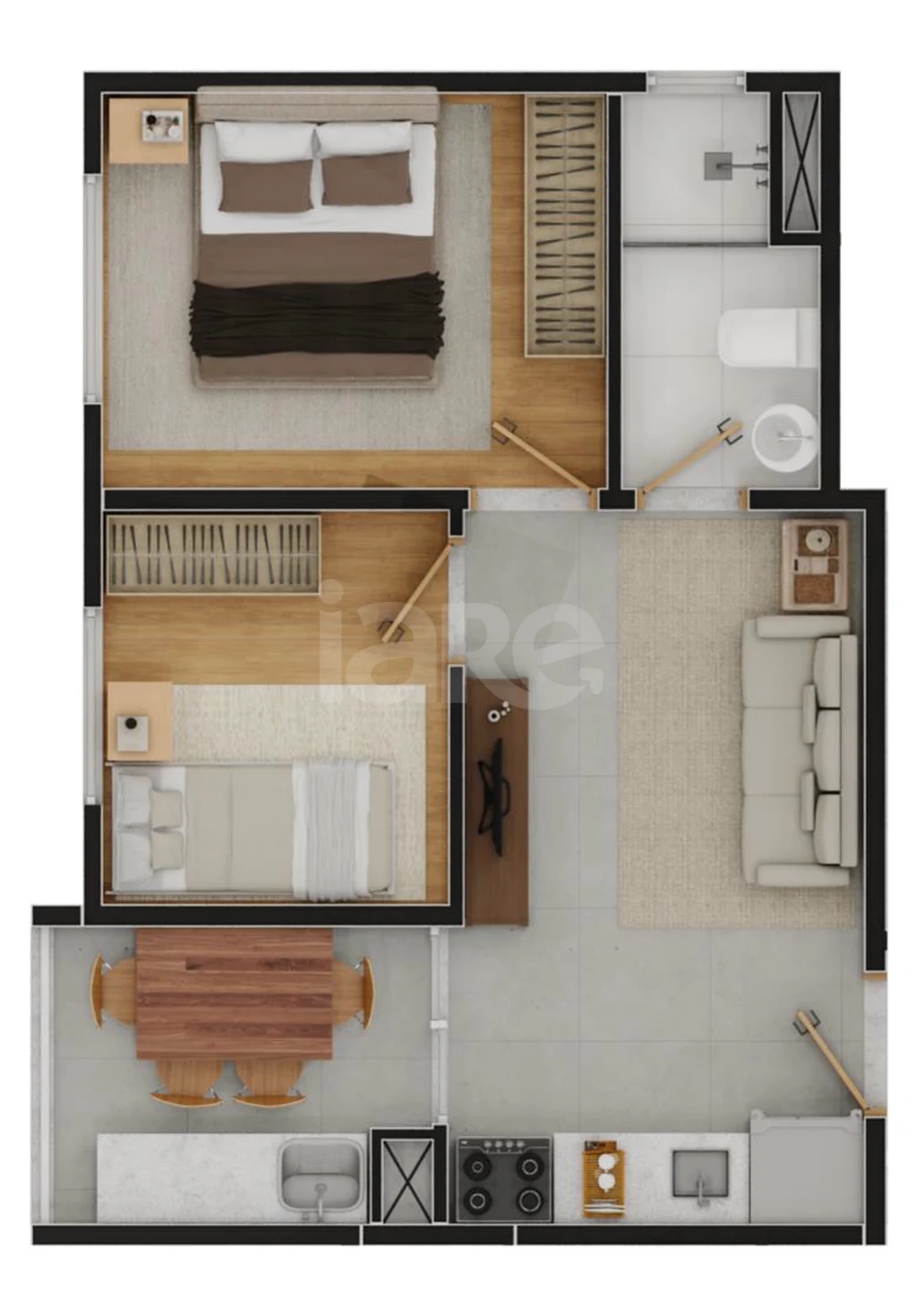 Planta — Apartamento 34,29 m²