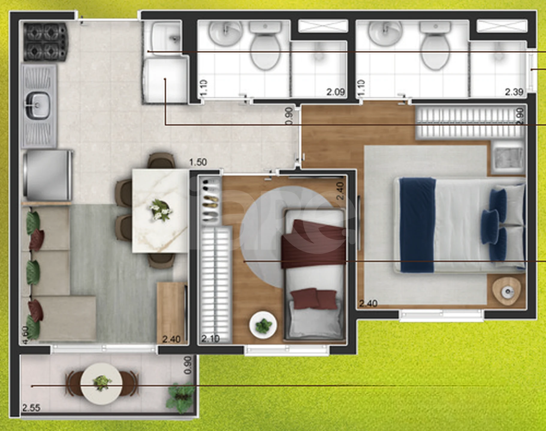 Planta — Apartamento 37,17 m²