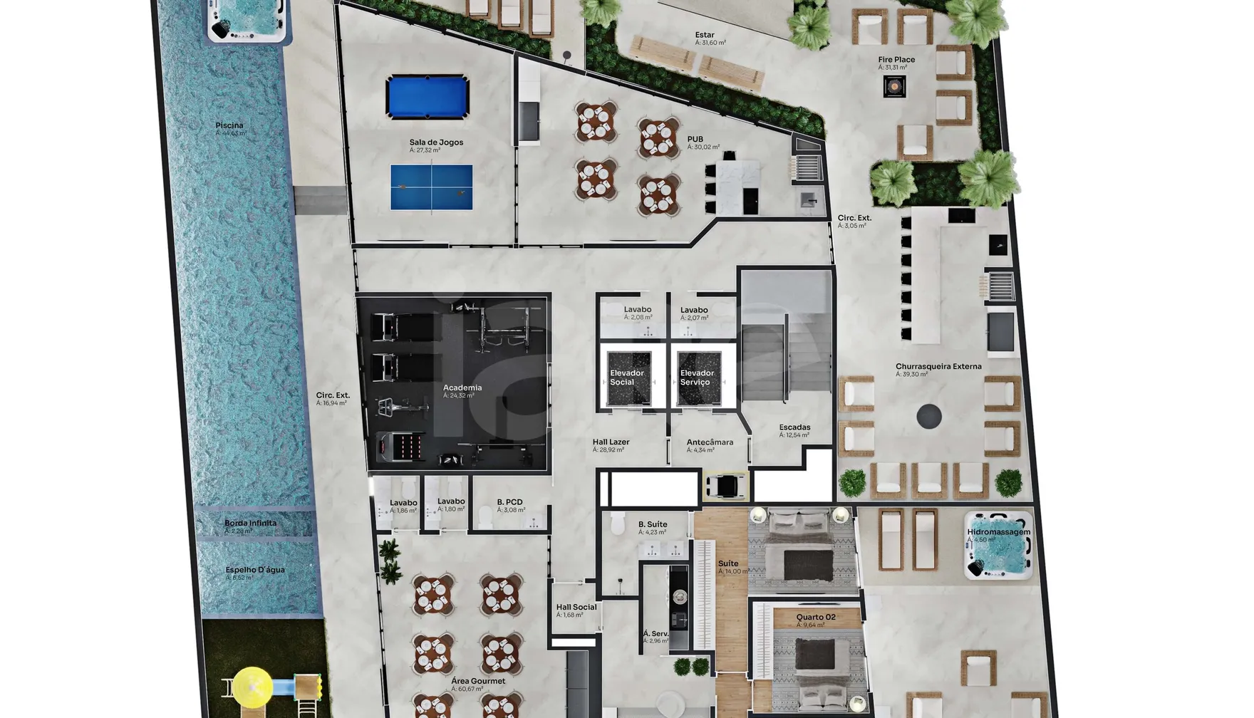Planta — Pavimento lazer
