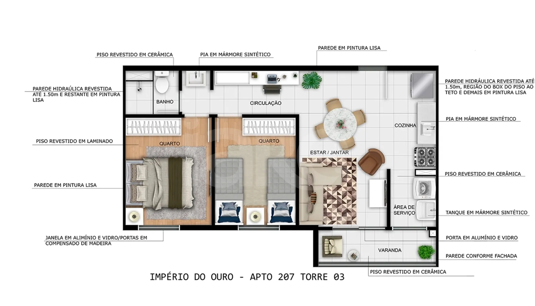 Planta — Apartamento 42,3 m²