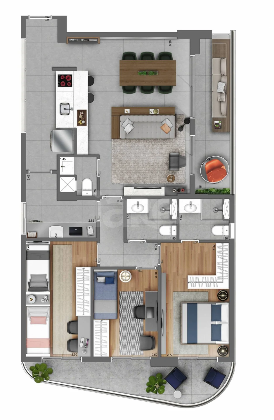 Planta — Apartamento 117,65 m²