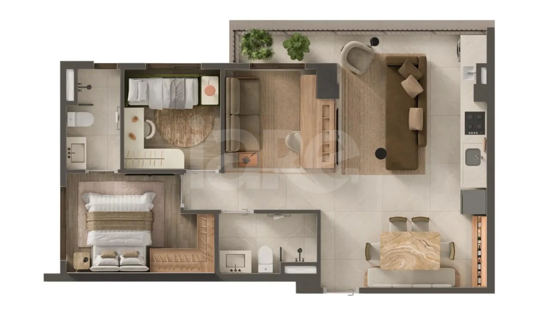 Planta — Apartamento 65,5 m²