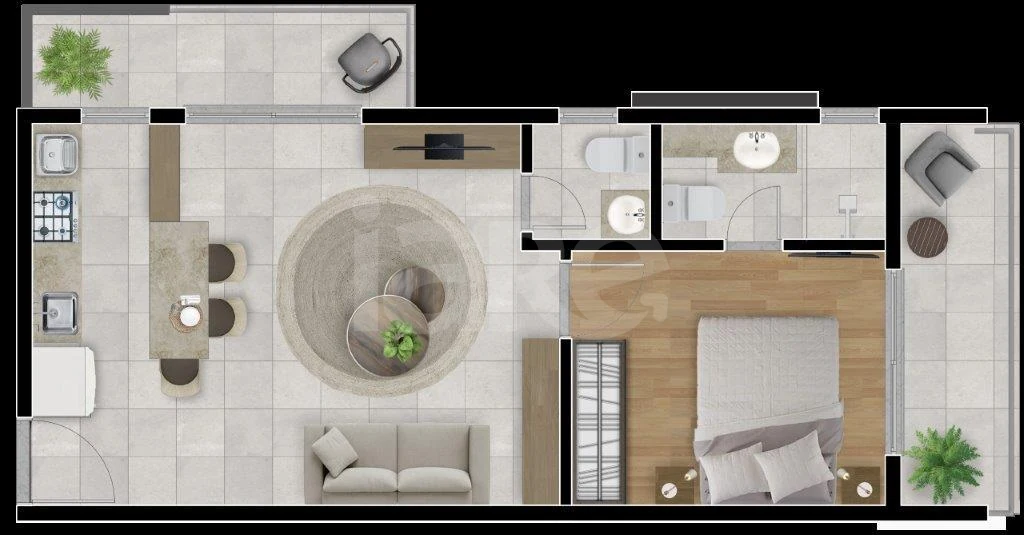 Planta — Studio 47,14 m²