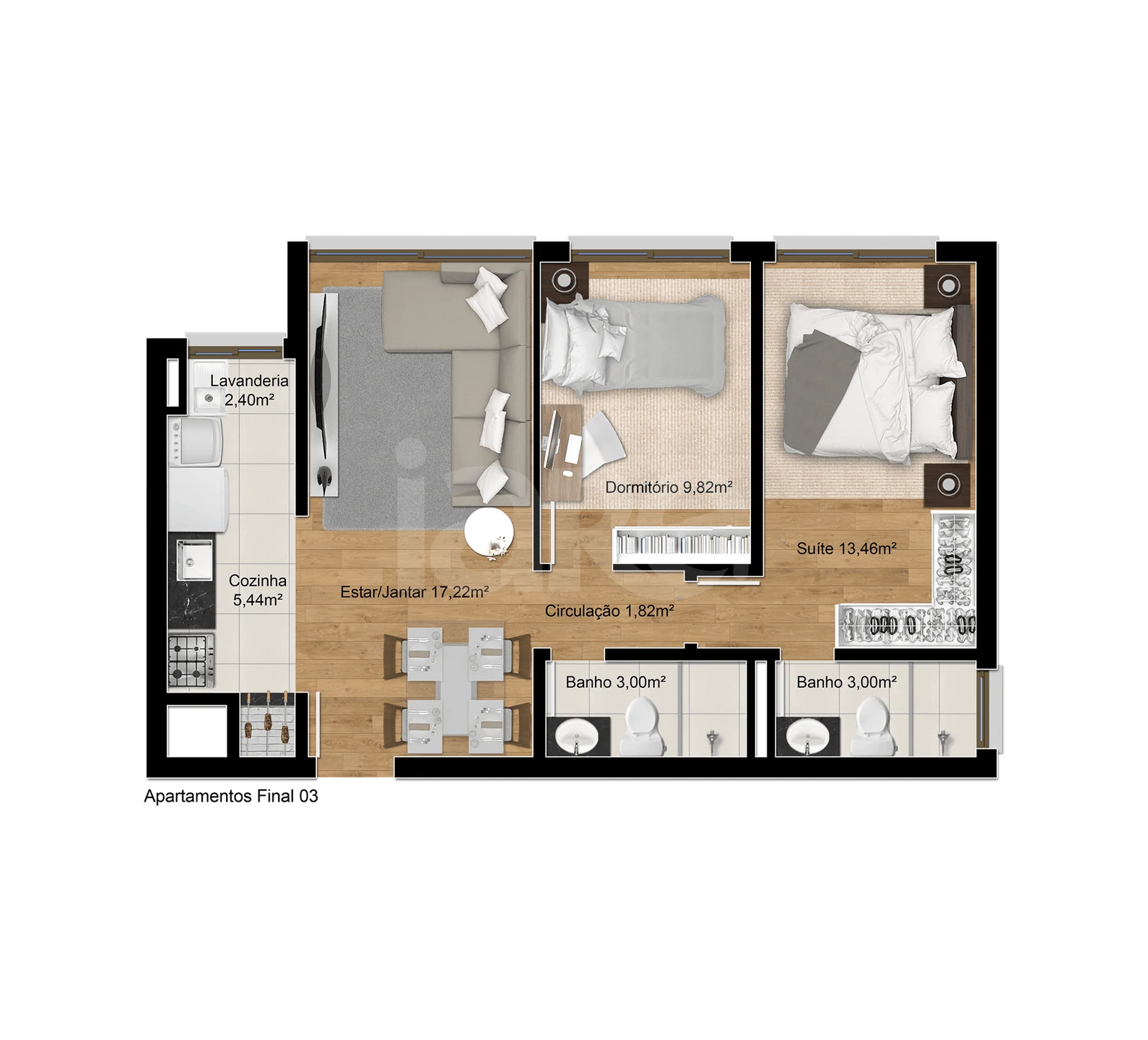 Planta — Apartamento 67,37 m²
