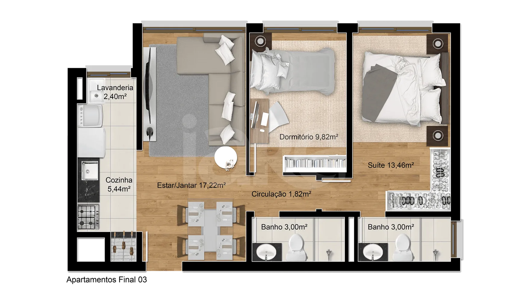 Planta — Apartamento 67,37 m²