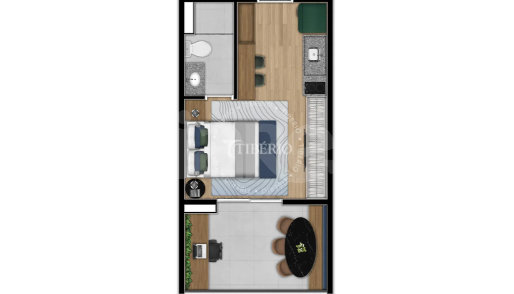 Planta — Studio 26,63 m²