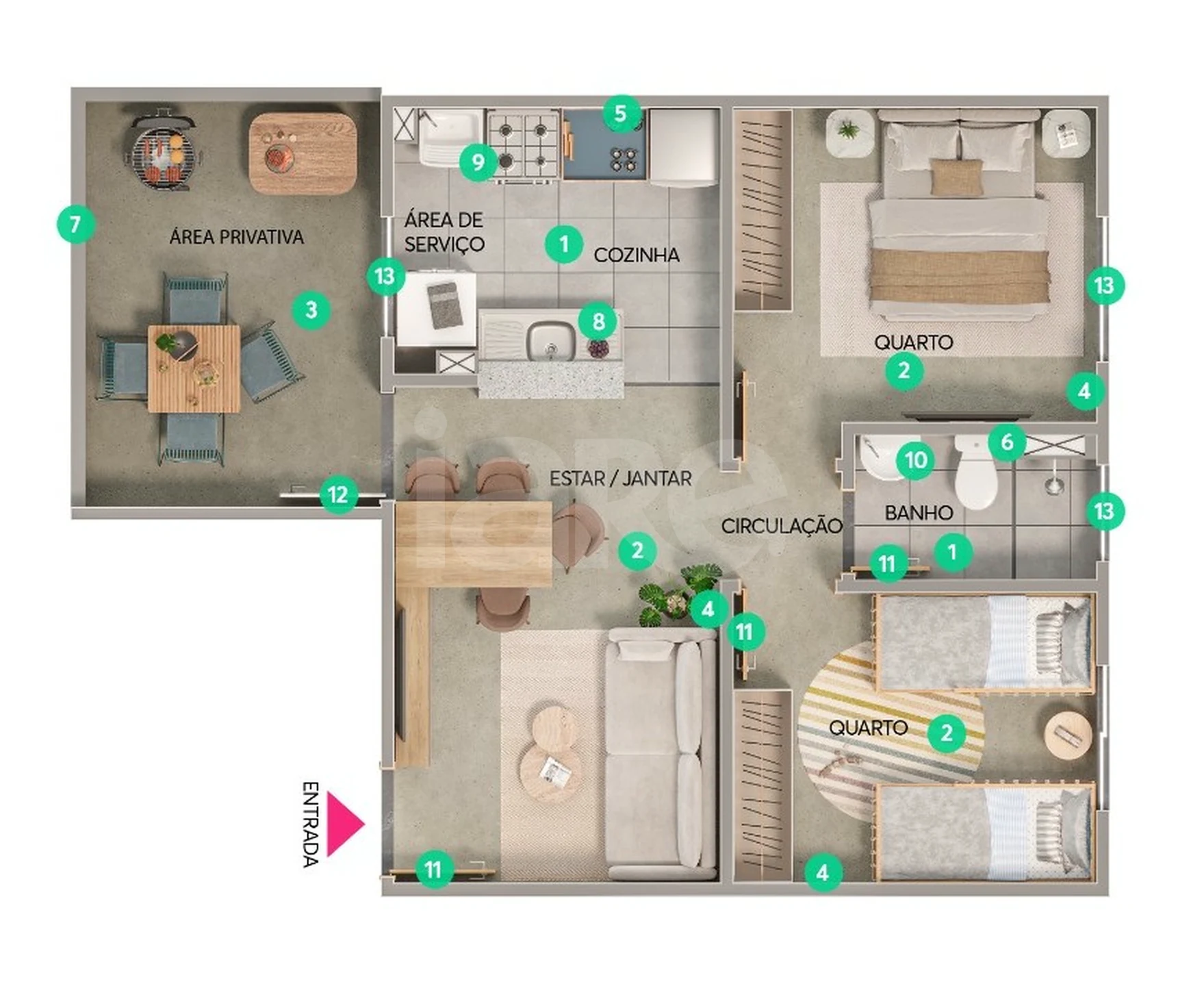Planta — Garden 47,82 m²