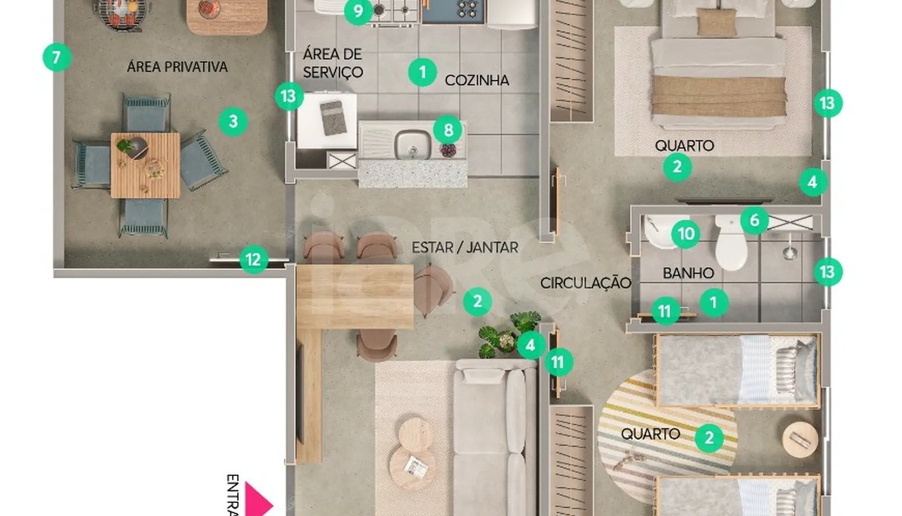 Planta — Garden 47,82 m²