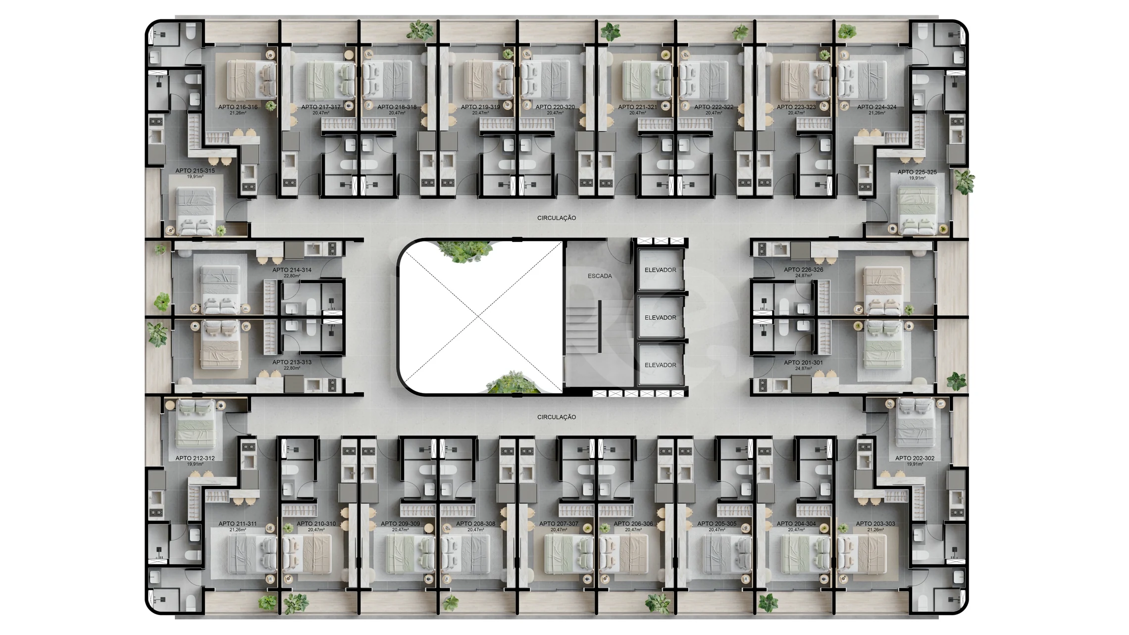 Planta — Pavimento 02 e 03