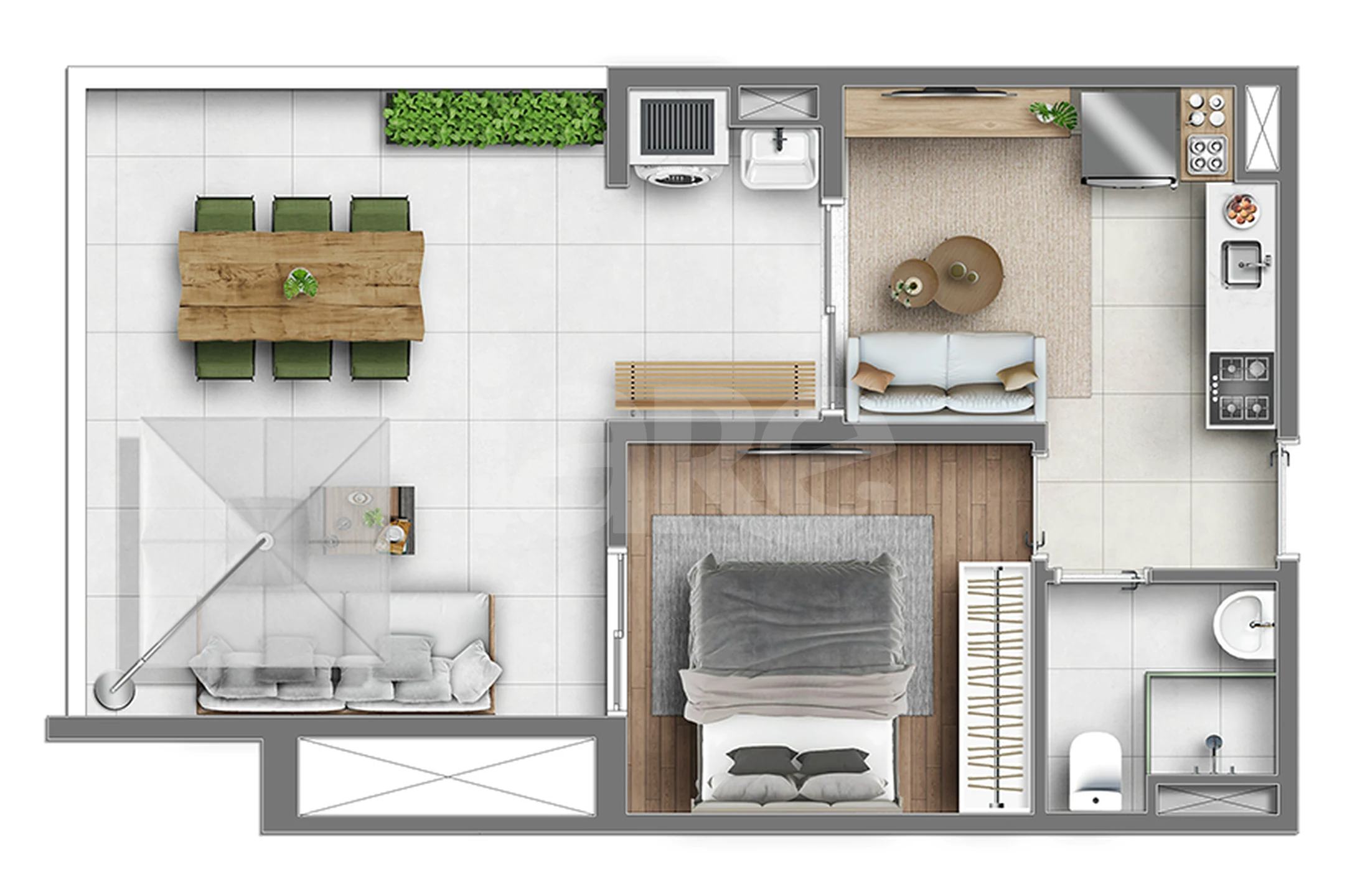 Planta — Garden 43,8 m²