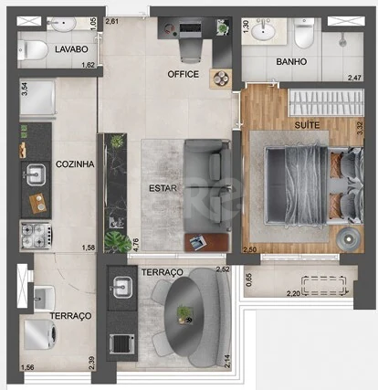 Planta — Apartamento 50,44 m²