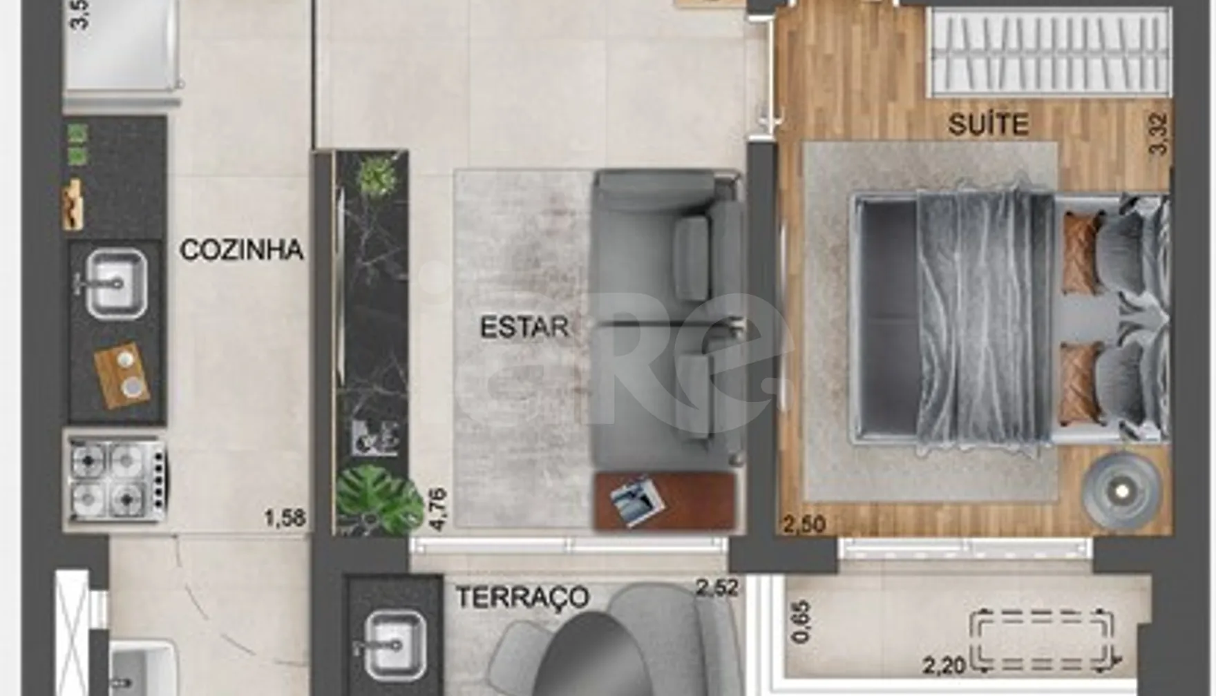 Planta — Apartamento 50,44 m²
