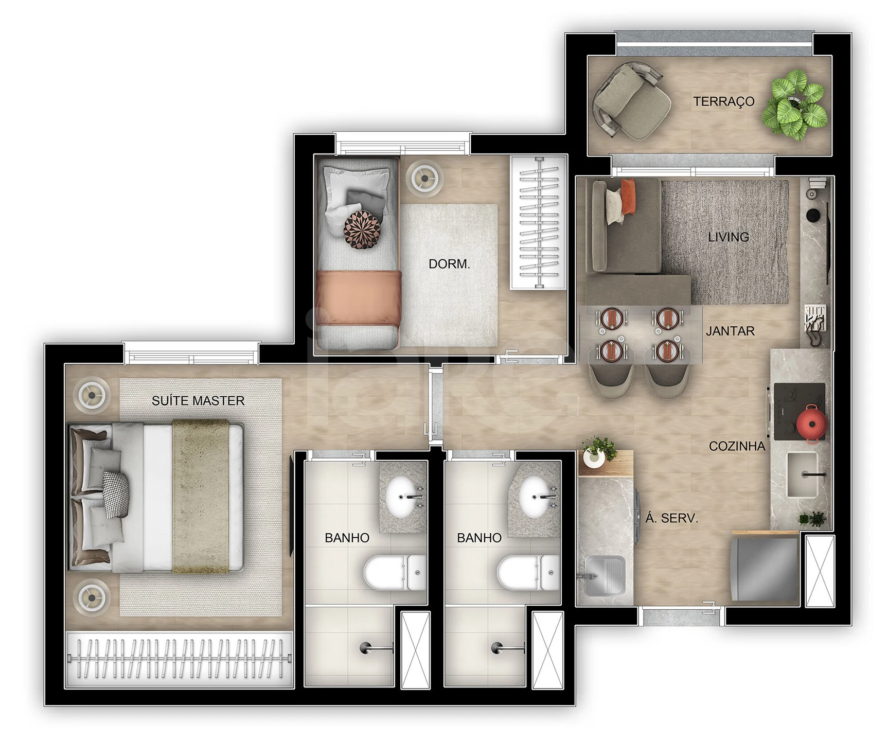 Planta — Apartamento 44,43 m²