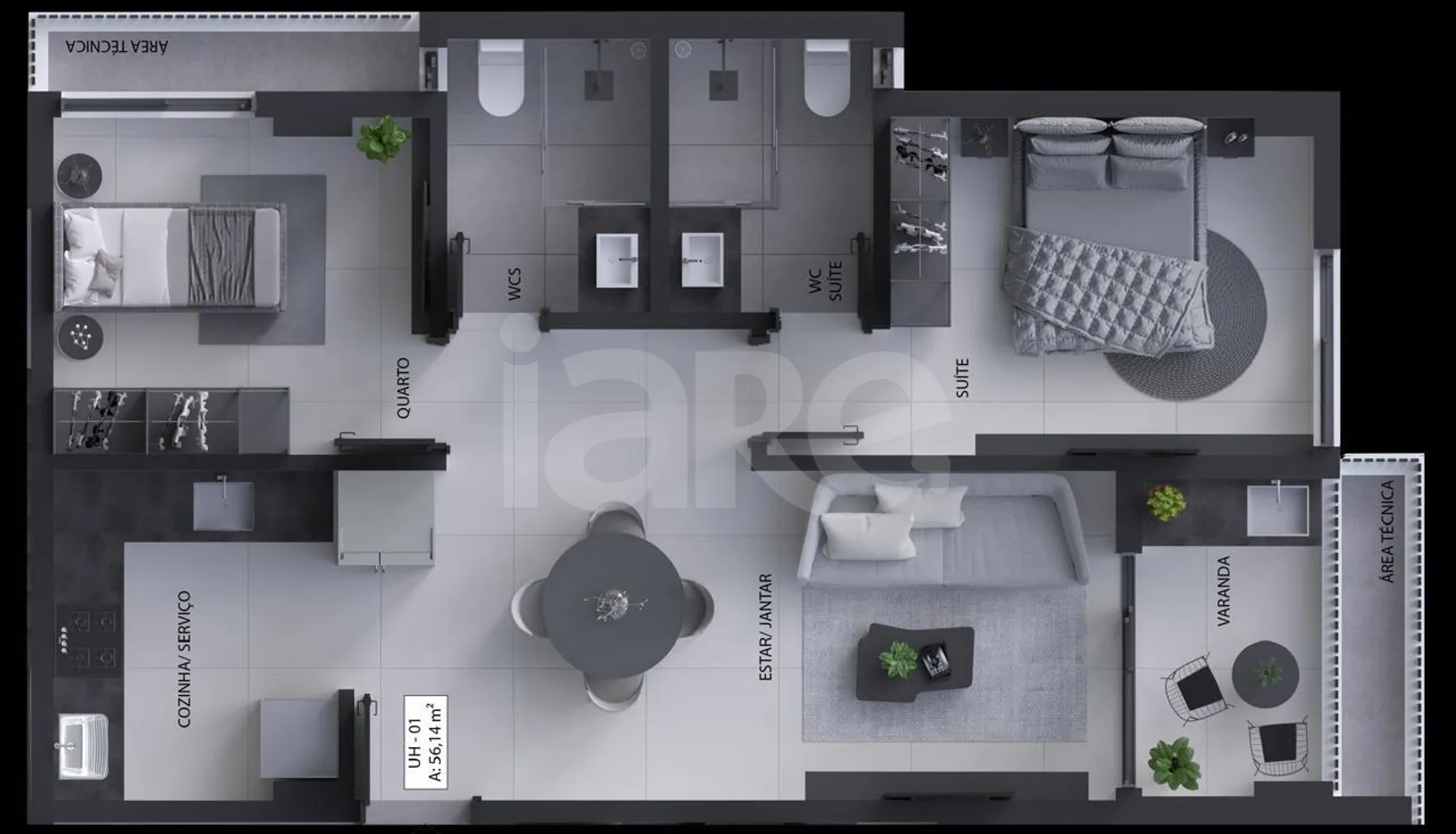 Planta — Apartamento 56,14 m²