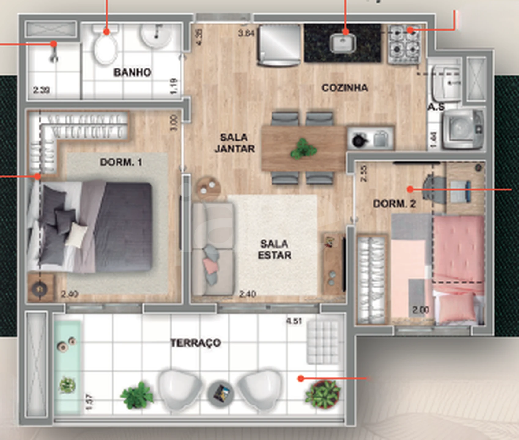 Planta — Apartamento 42,37 m²