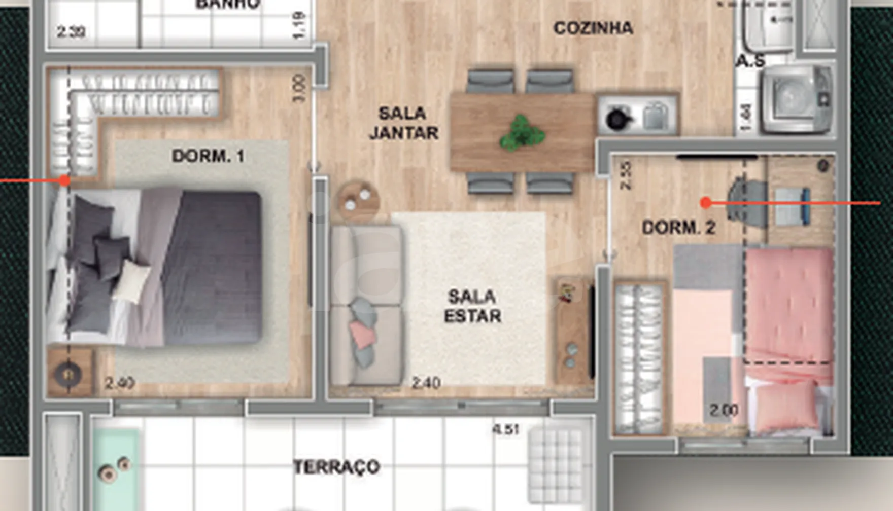 Planta — Apartamento 42,37 m²