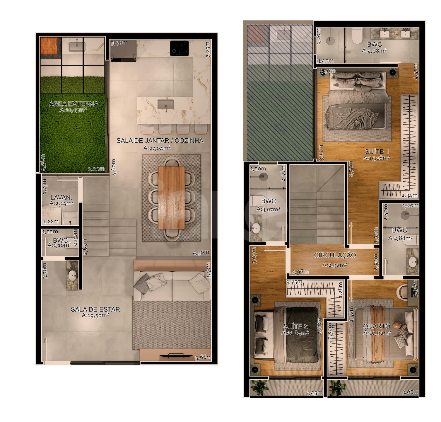 Planta — Casa em Condomínio 117 m²