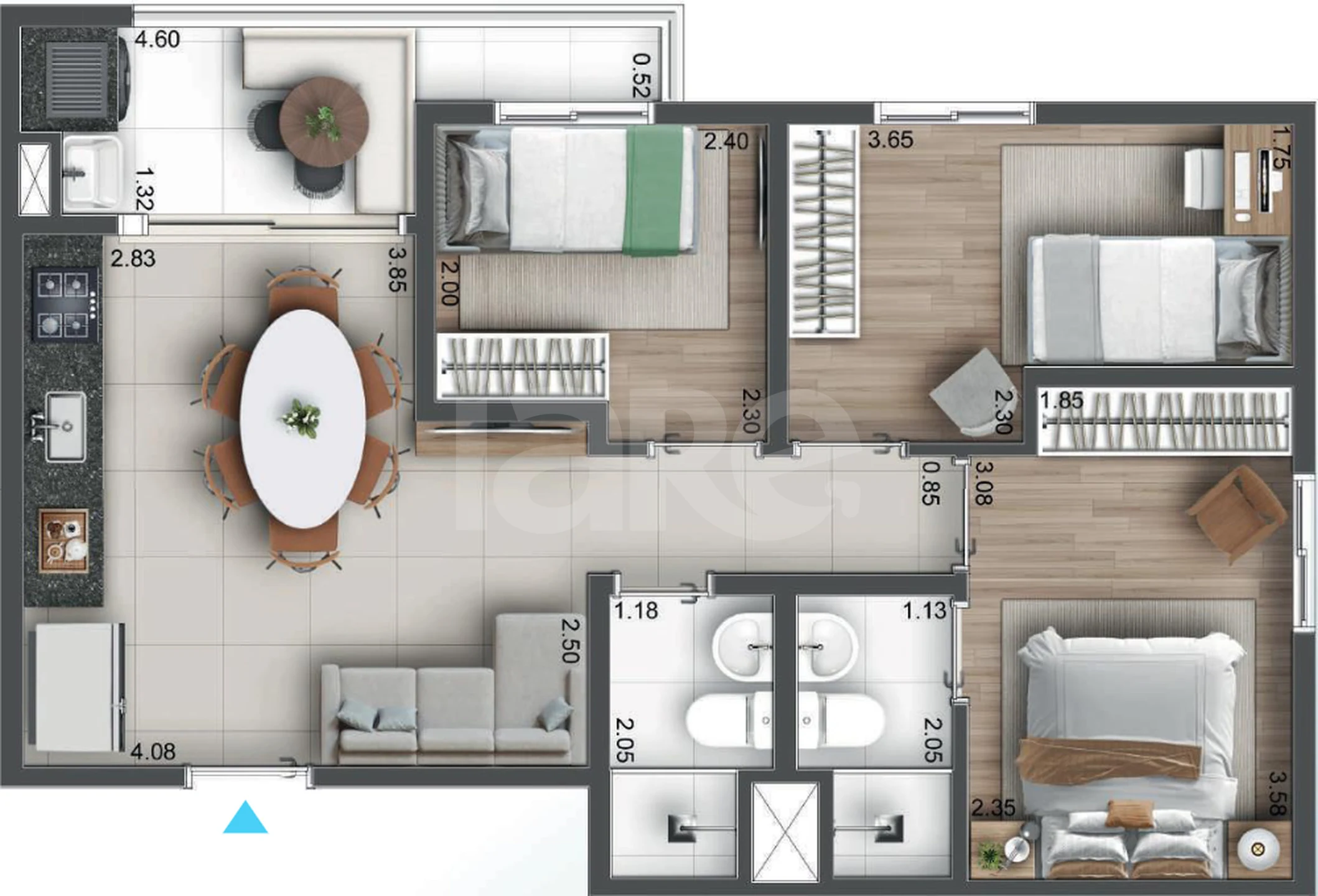 Planta — Apartamento 53 m²
