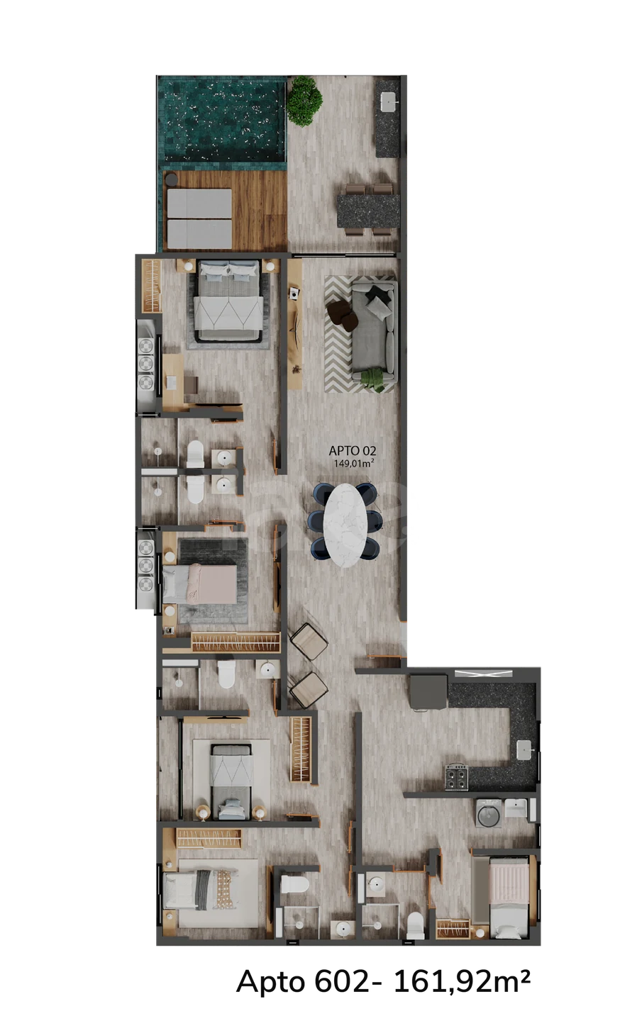 Planta — Apartamento 161,92 m²