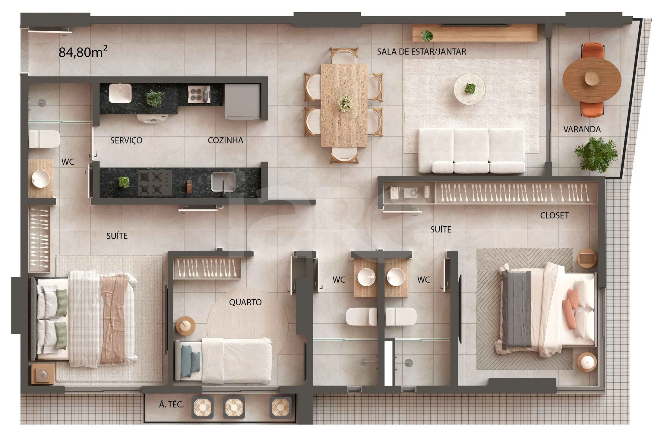 Planta — Apartamento 79,44 m²