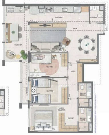Planta — Apartamento 106,67 m²