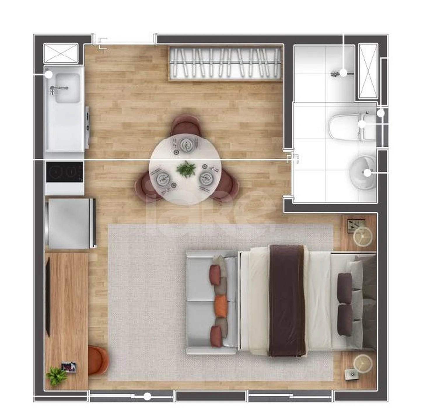 Planta — Studio 25,61 m²