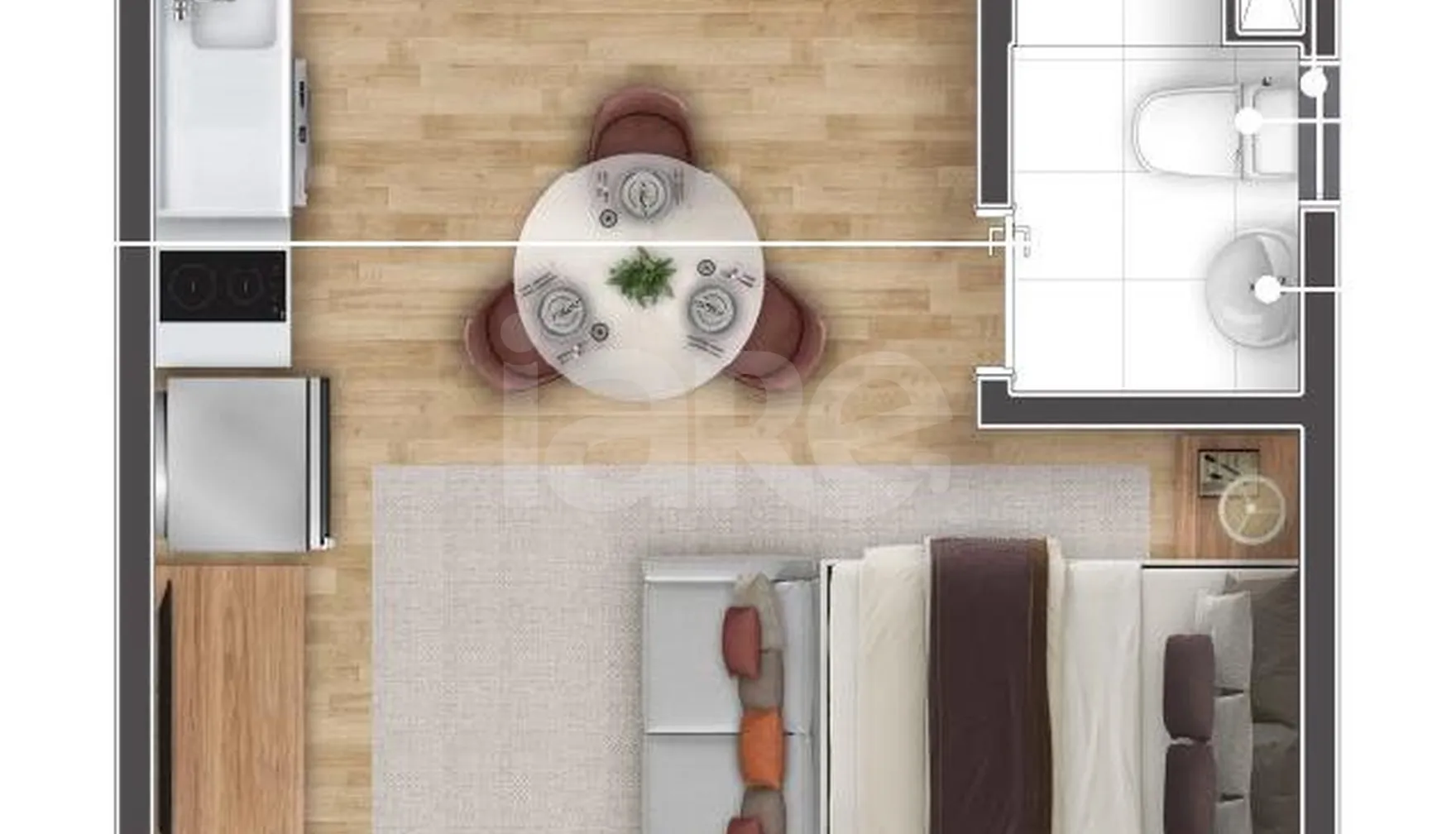 Planta — Studio 25,61 m²