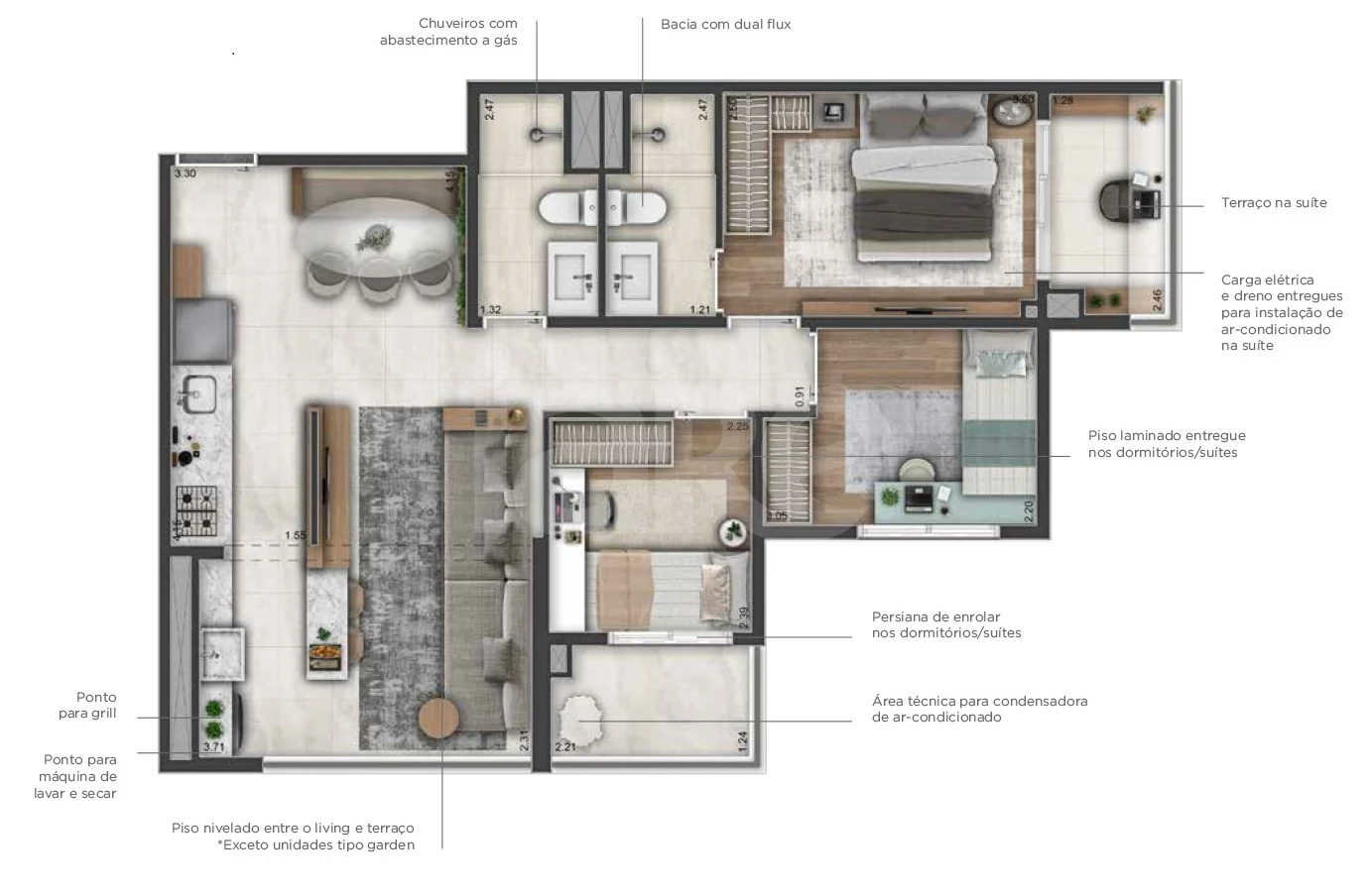 Planta — Apartamento 69,1 m²