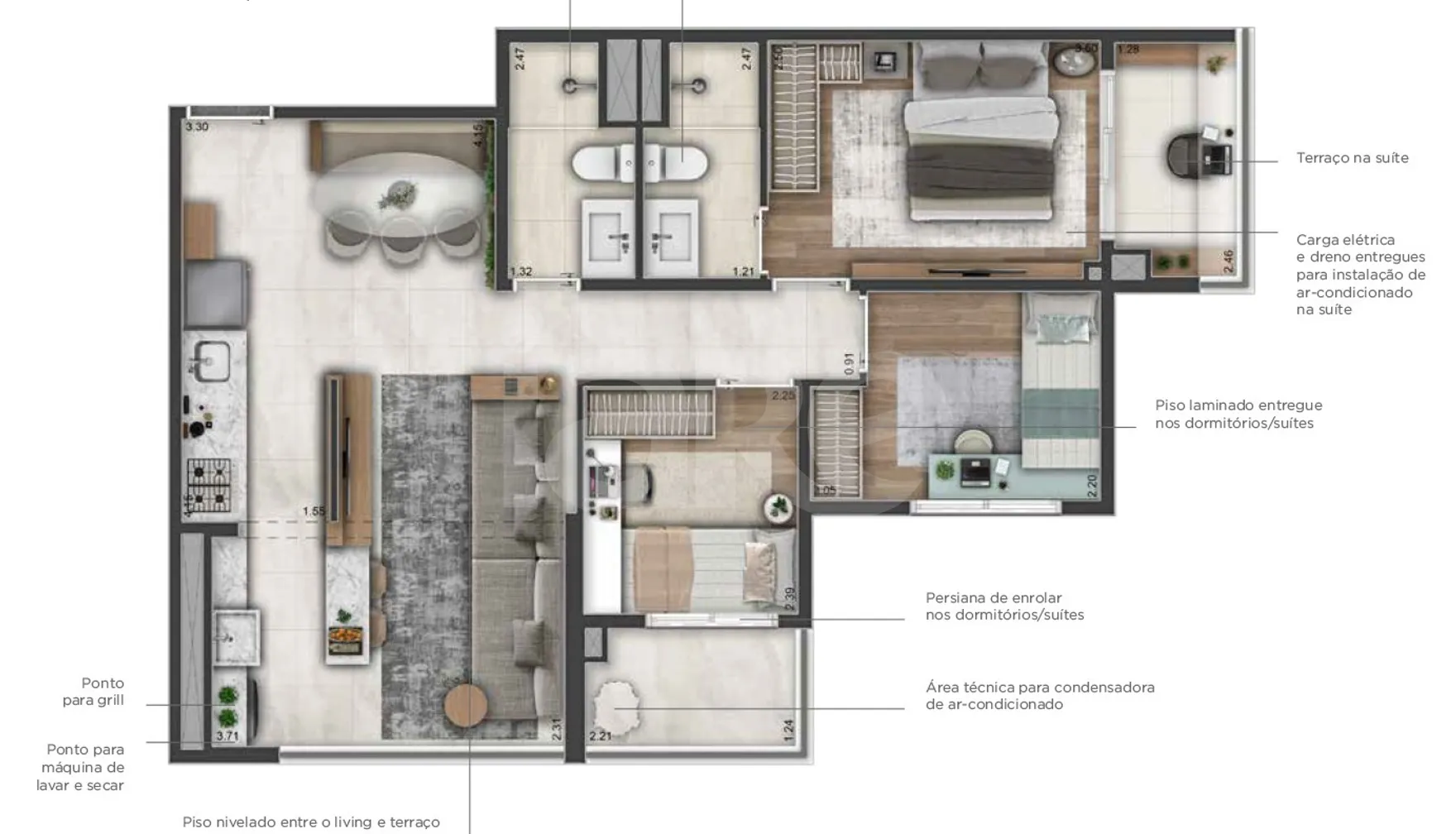 Planta — Apartamento 69,1 m²