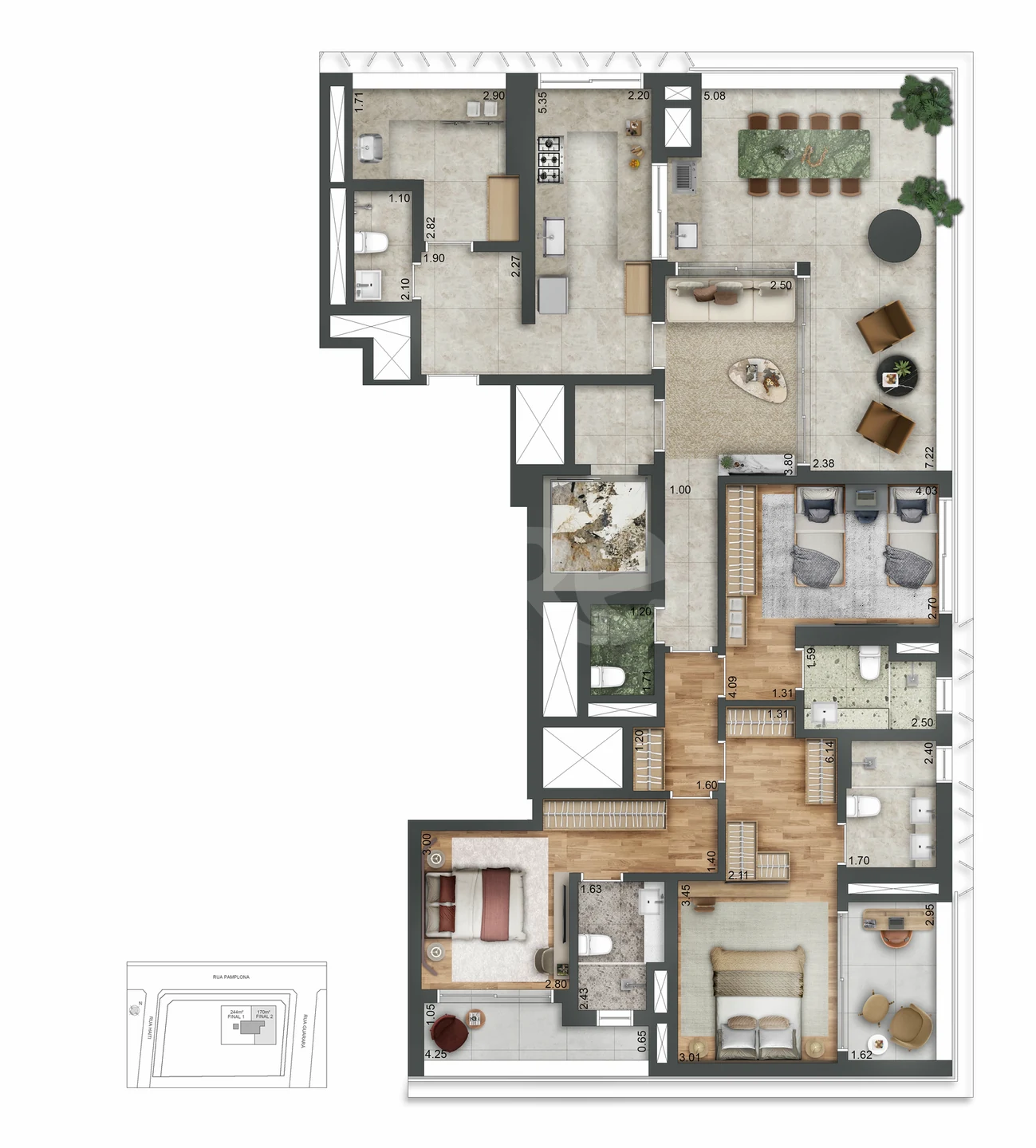 Planta — Apartamento 188,64 m²