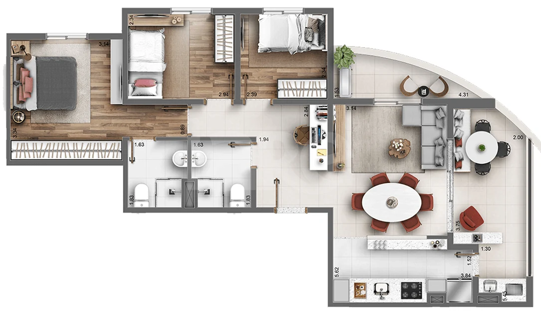 Planta — Apartamento 80,15 m²