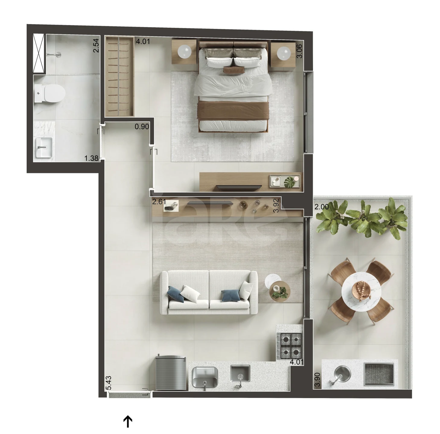 Planta — Apartamento 44,75 m²