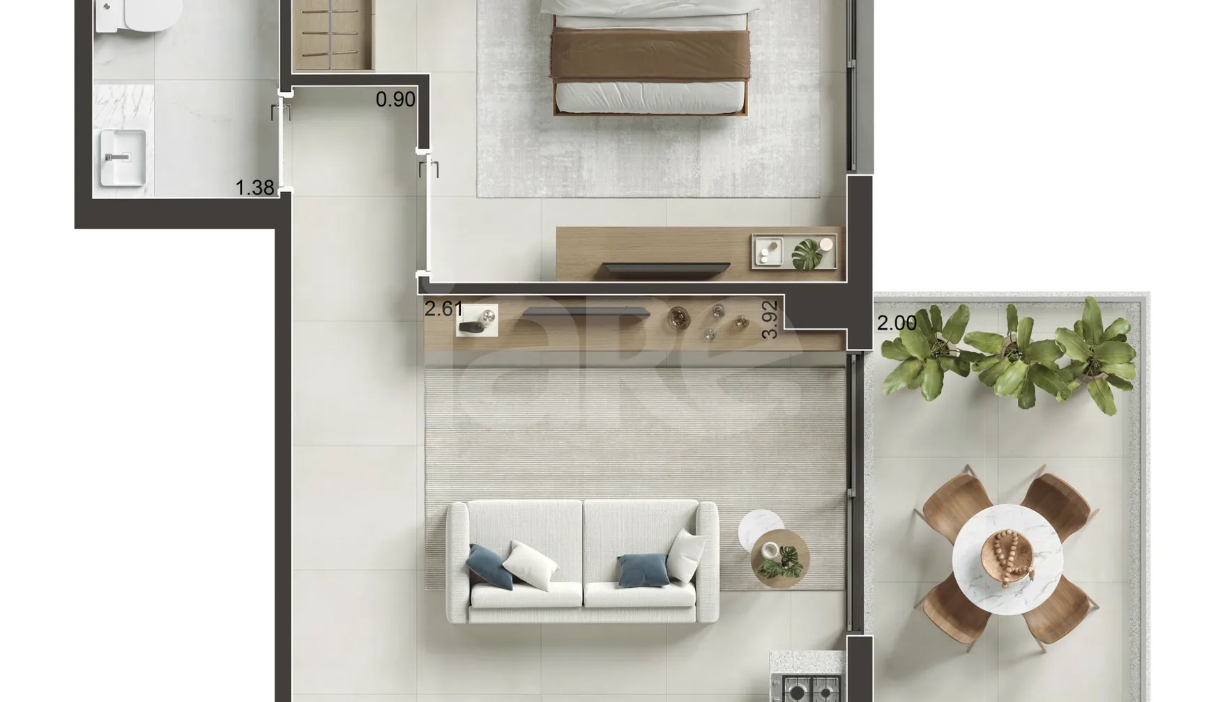 Planta — Apartamento 44,75 m²