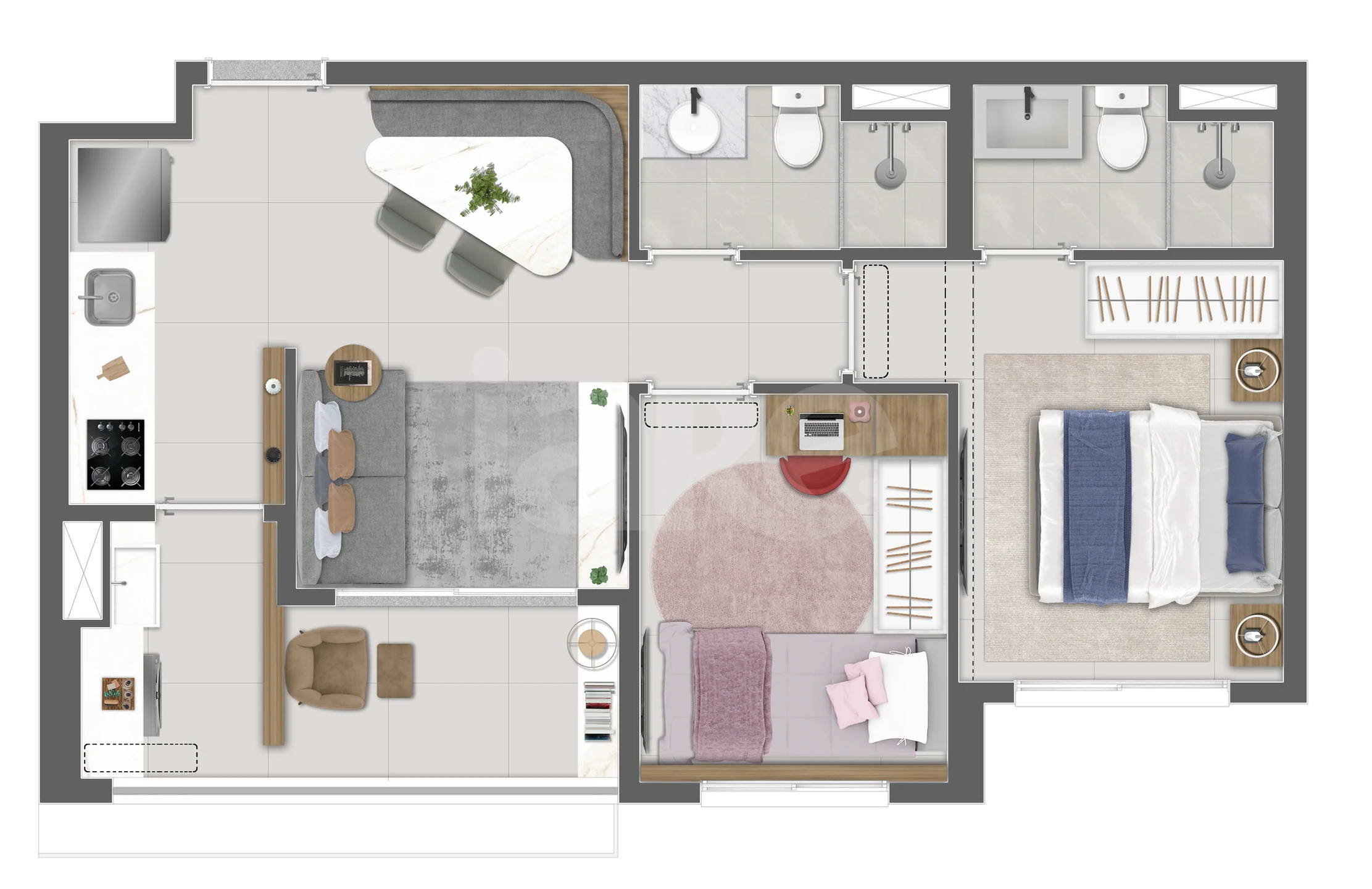 Planta — Apartamento 49,12 m²