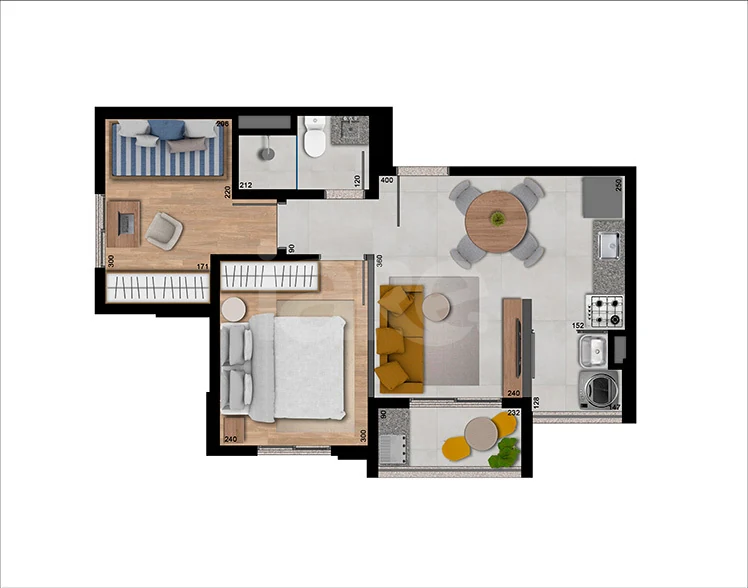Planta — Apartamento 40,4 m²