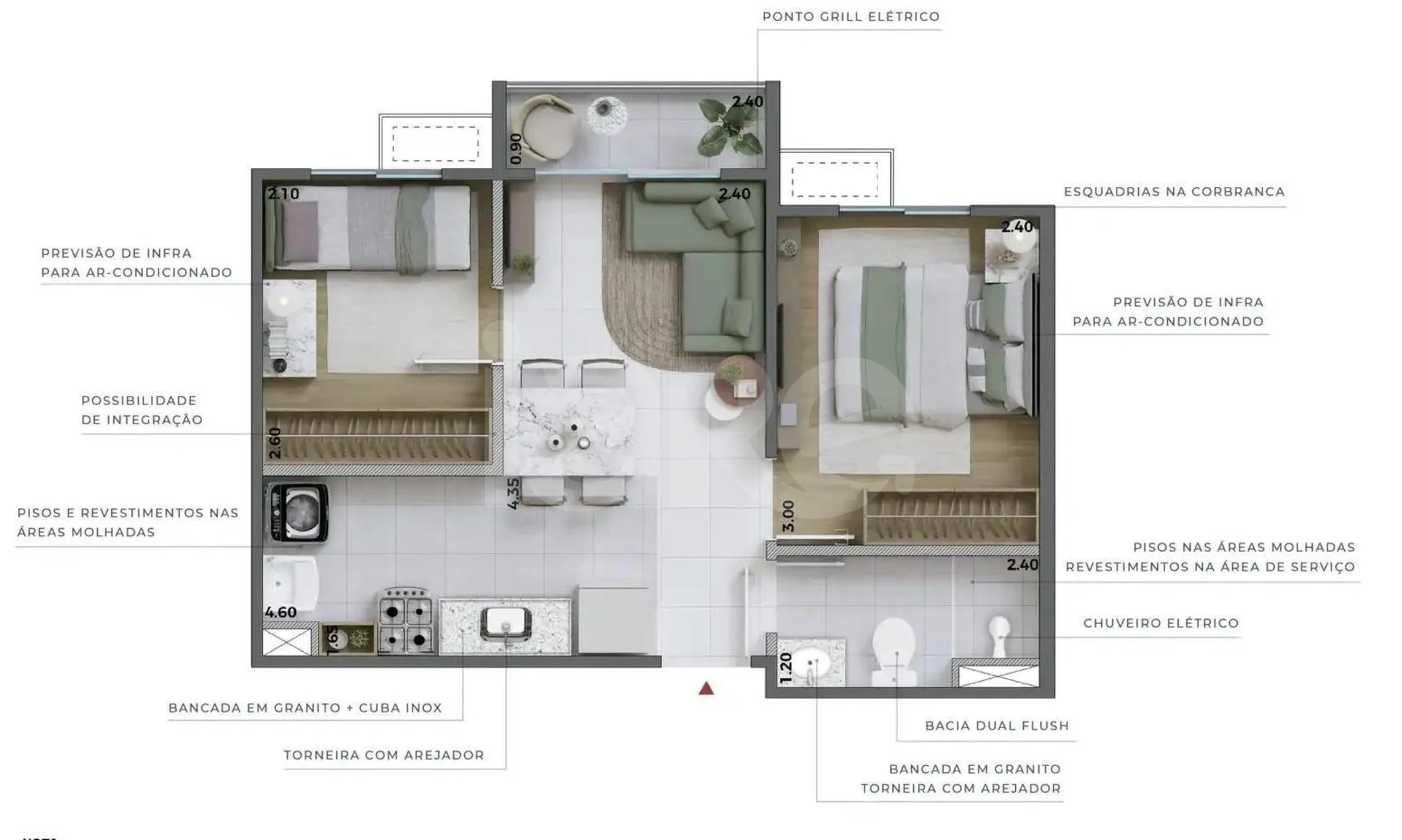 Planta — Apartamento 35,08 m²