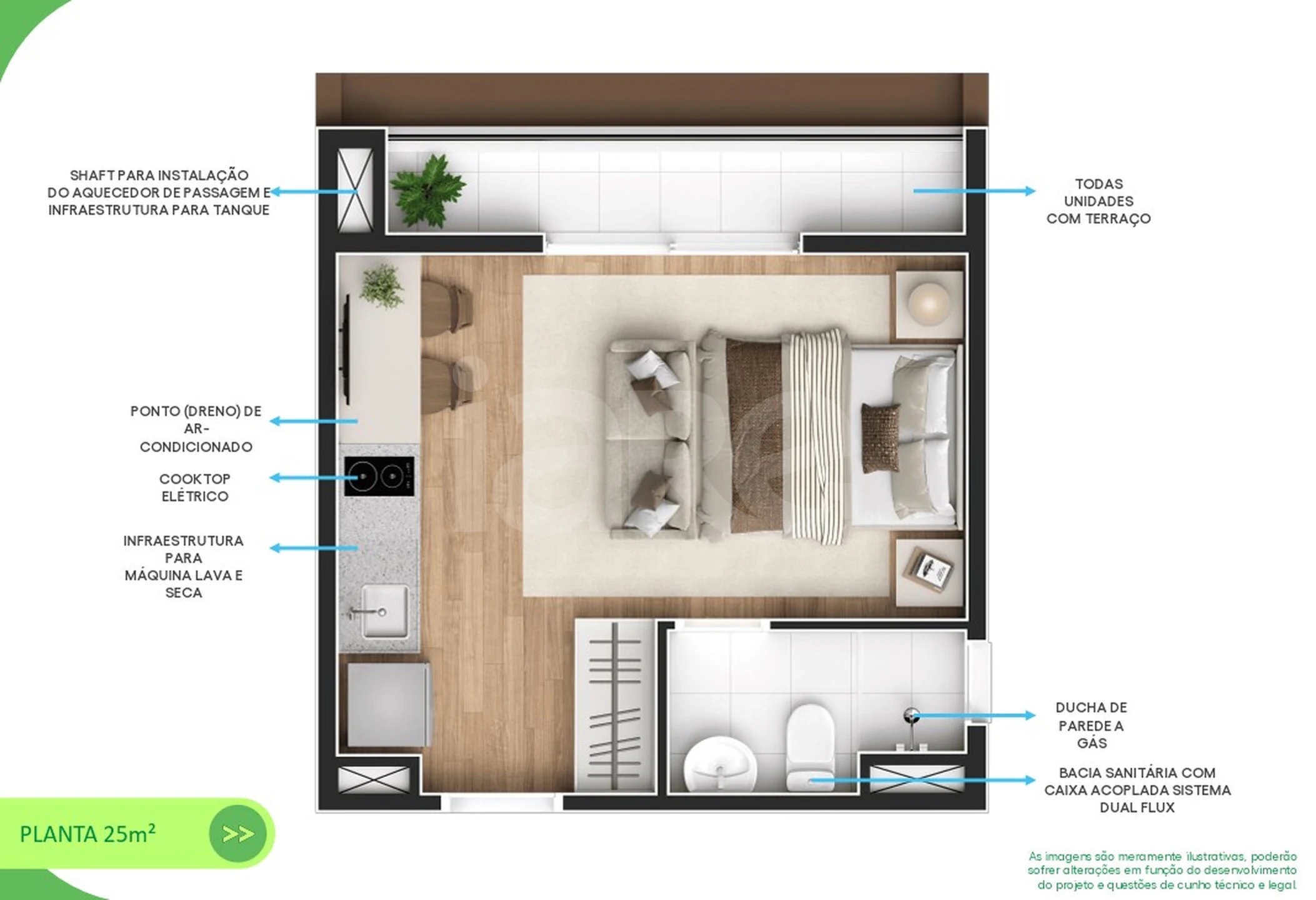 Planta — Studio 25 m²