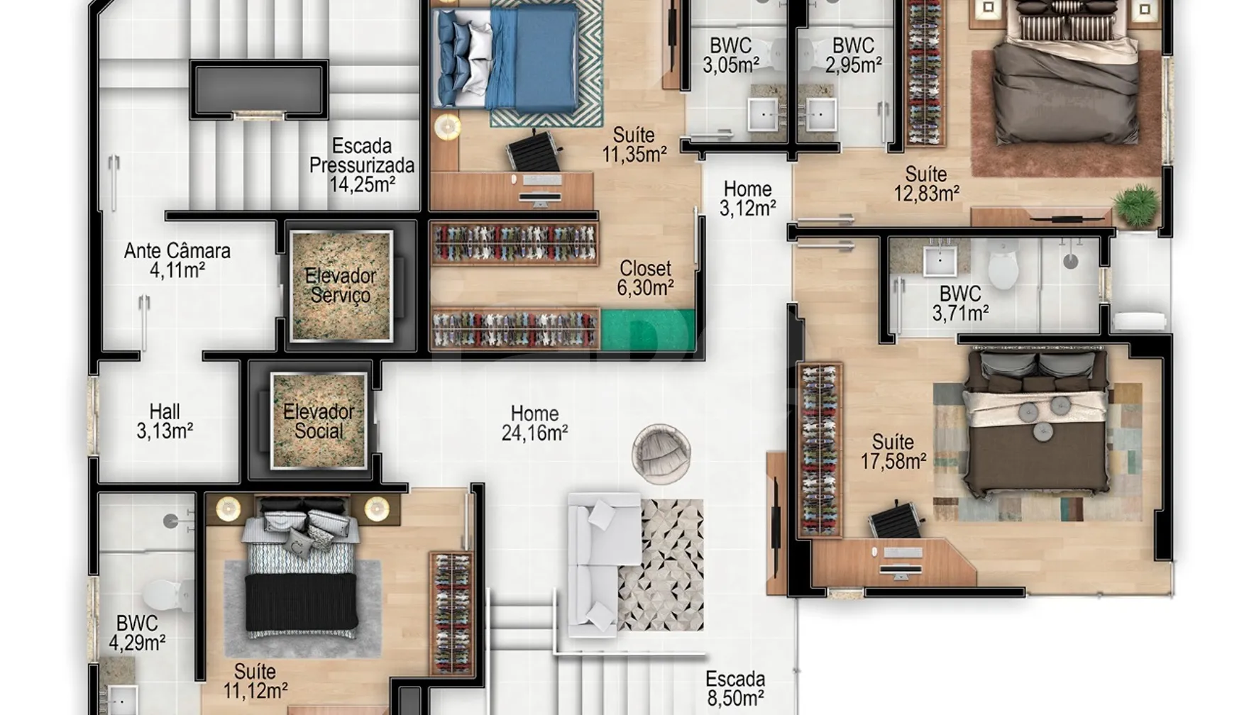 Planta — Cobertura Duplex 502 m²