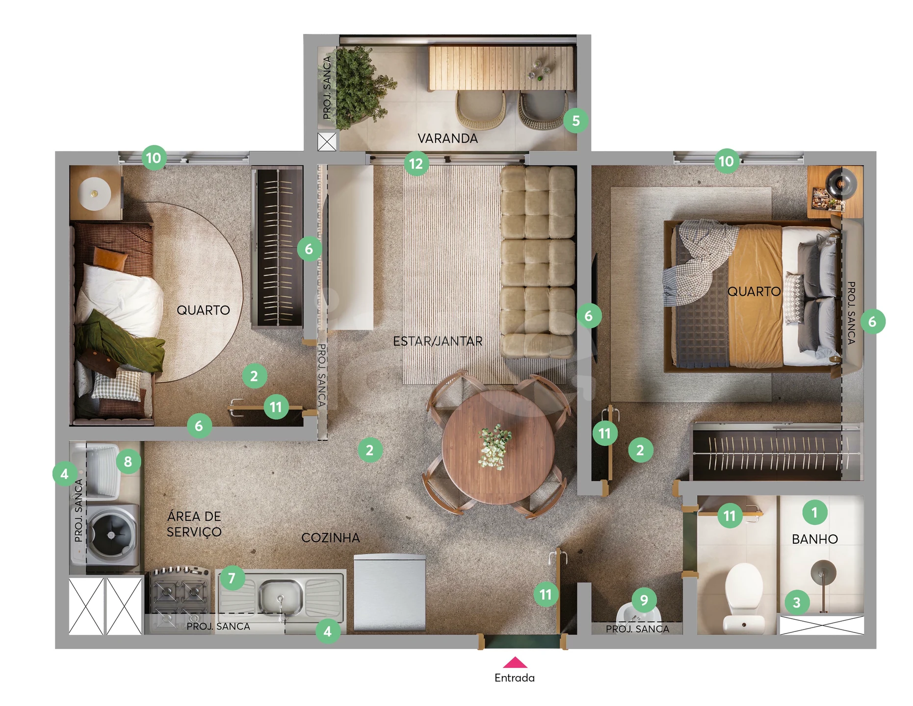 Planta — Apartamento 33,91 m²