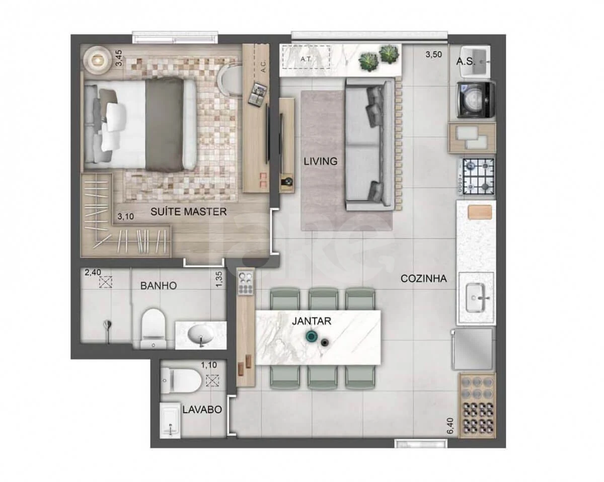 Planta — Apartamento 45,35 m²