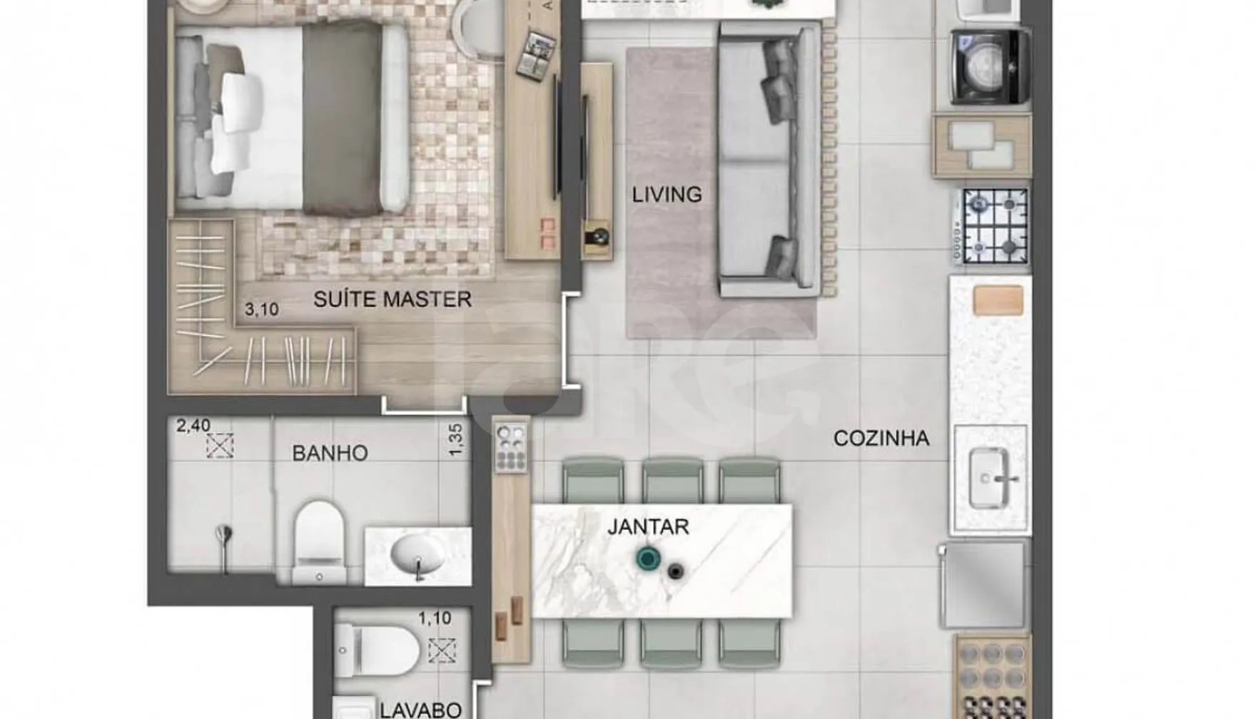 Planta — Apartamento 45,35 m²