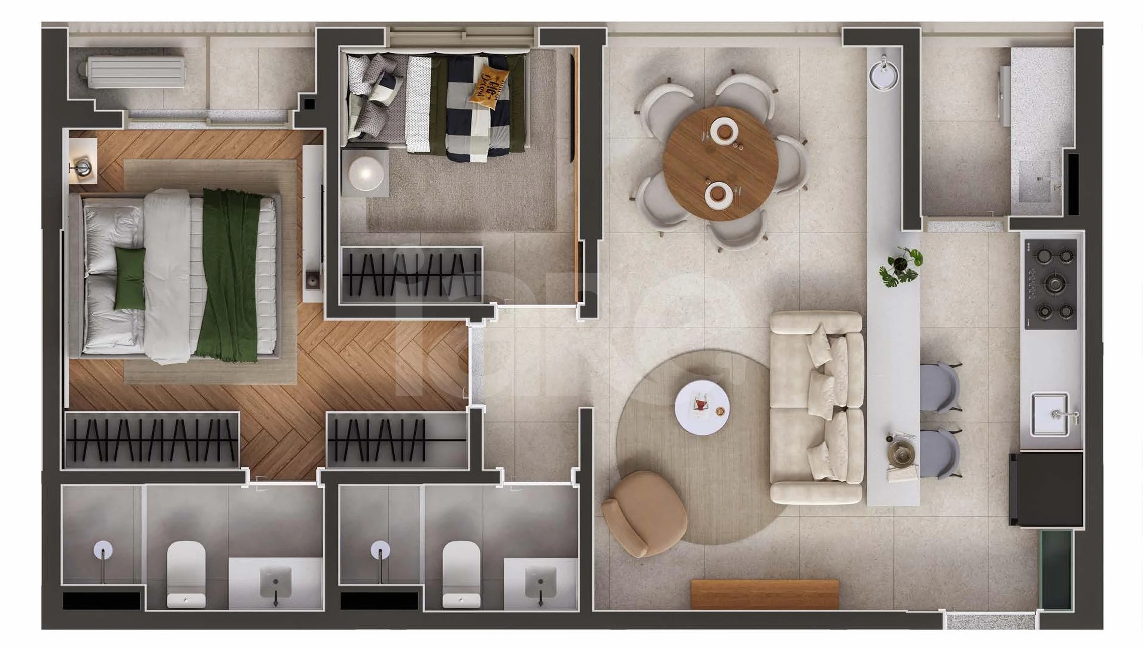 Planta — Apartamento 55,37 m²