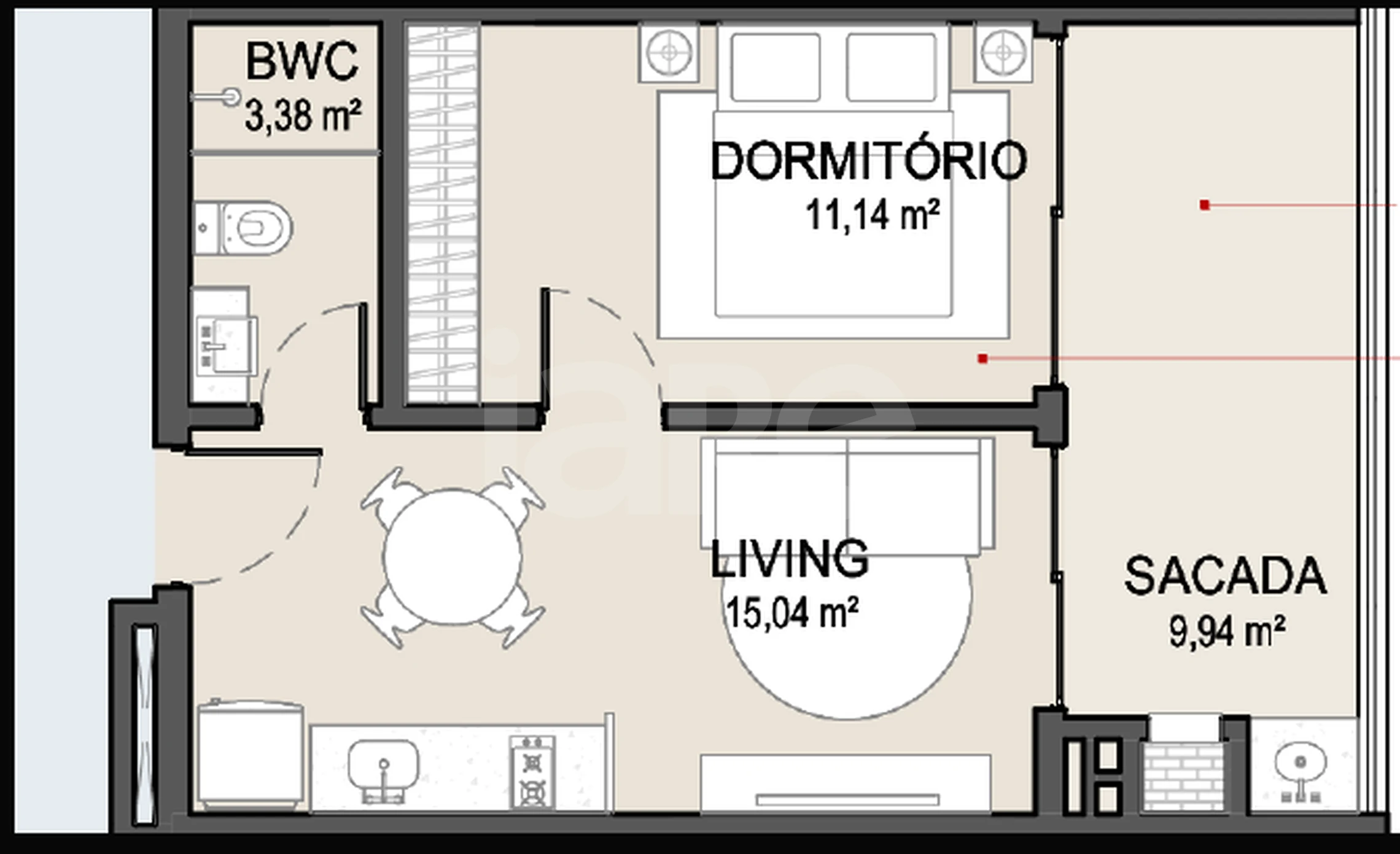 Planta — Apartamento 48,16 m²