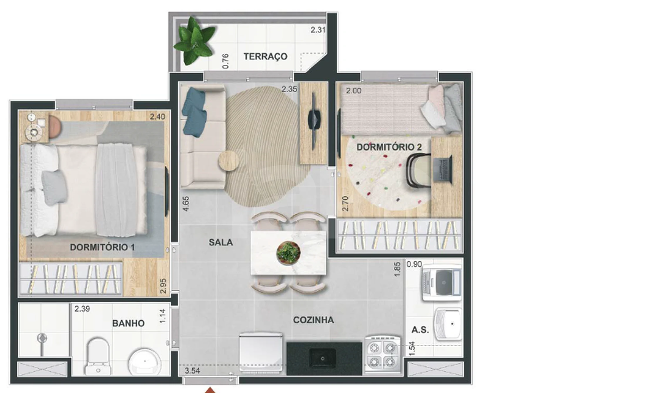 Planta — Apartamento 37 m²