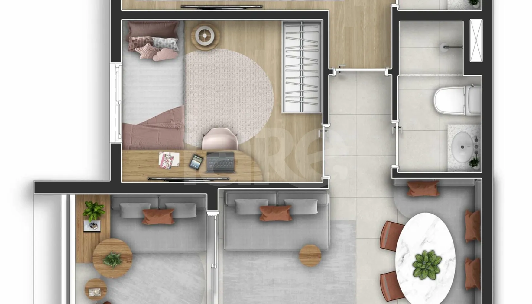 Planta — Apartamento 51,33 m²