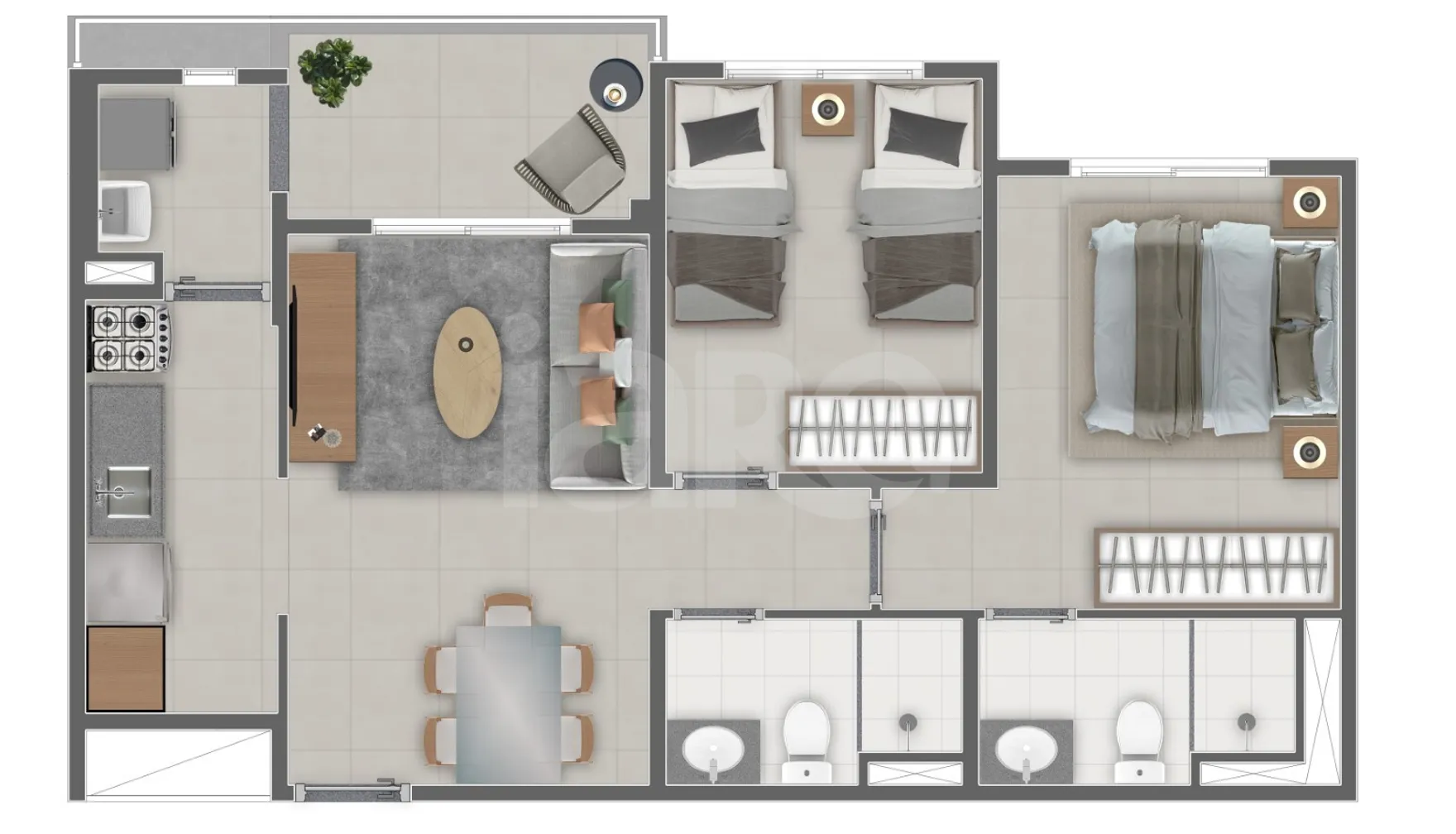 Planta — Apartamento 51,07 m²