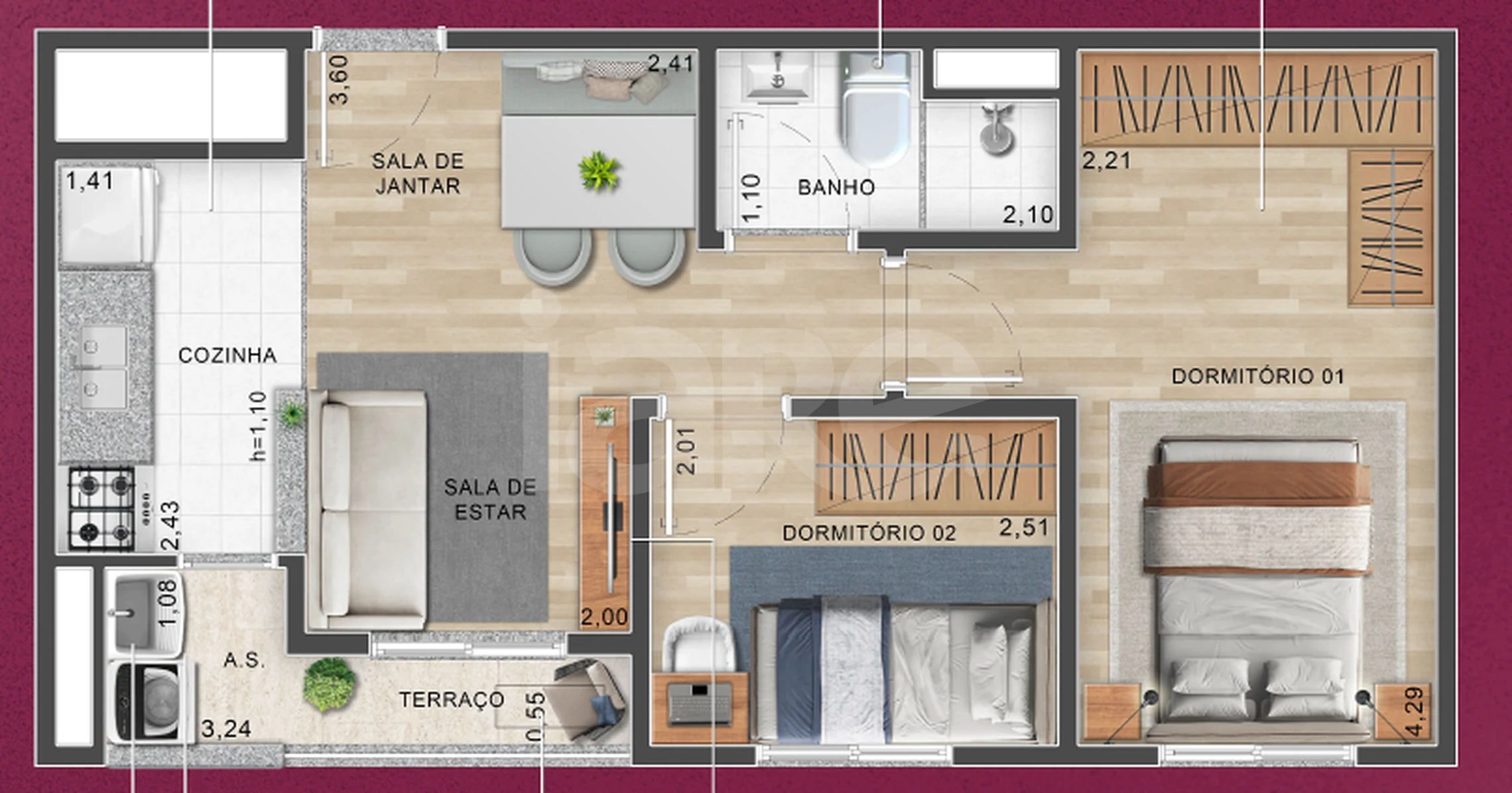 Planta — Apartamento 38,31 m²